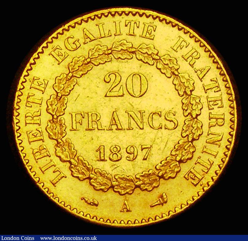 London Coins : A186 : Lot 1047 : France 20 Francs Gold 1897A Paris Mint, KM#825 GEF and lustrous with some contact marks