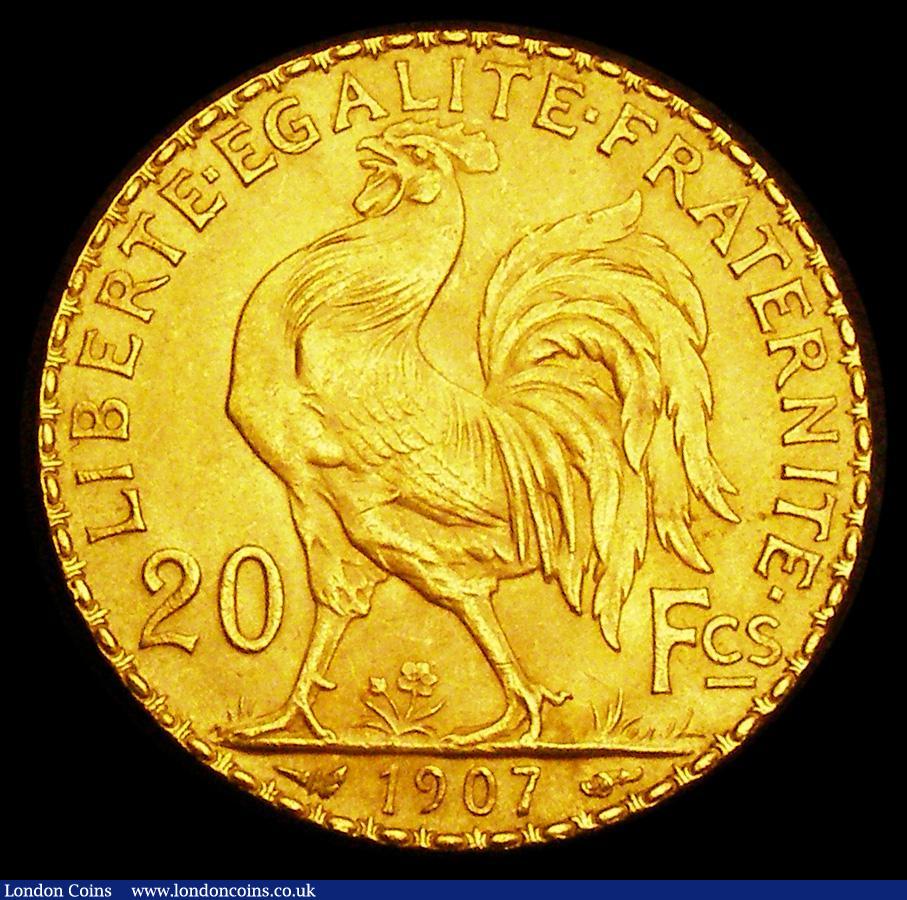 London Coins : A186 : Lot 1051 : France 20 Francs Gold 1907 KM#857 UNC/AU with almost full lustre