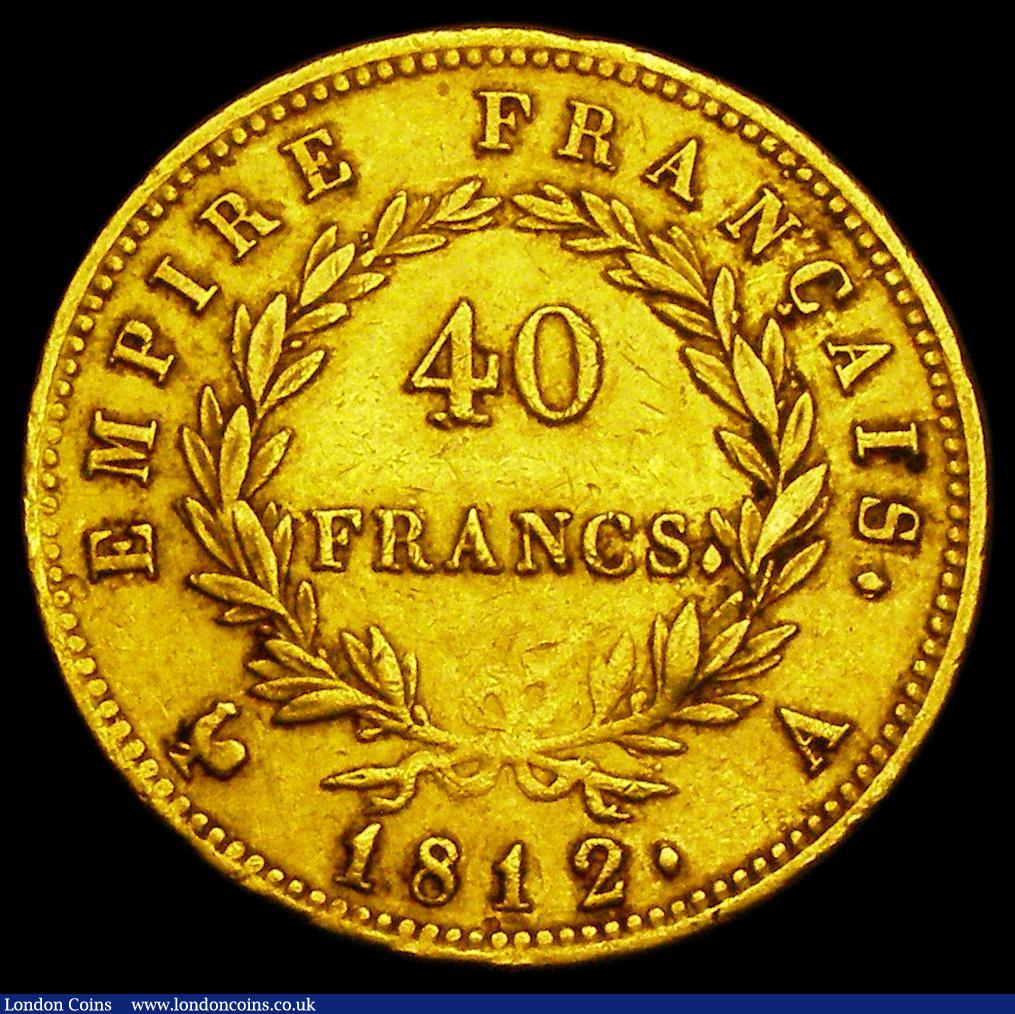 London Coins : A186 : Lot 1056 : France 40 Francs Gold 1812A Paris mint, KM#696.1 Good Fine/Fine