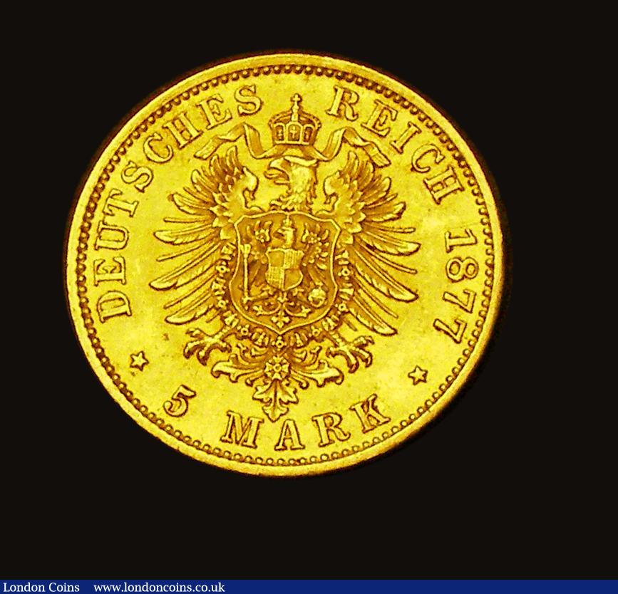 London Coins : A186 : Lot 1070 : German States - Prussia Five Marks Gold 1877A KM#507 GVF/NEF