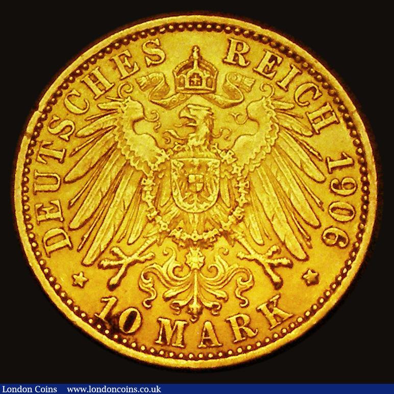 London Coins : A186 : Lot 1073 : German States - Prussia Ten Marks Gold 1906A KM520 VF