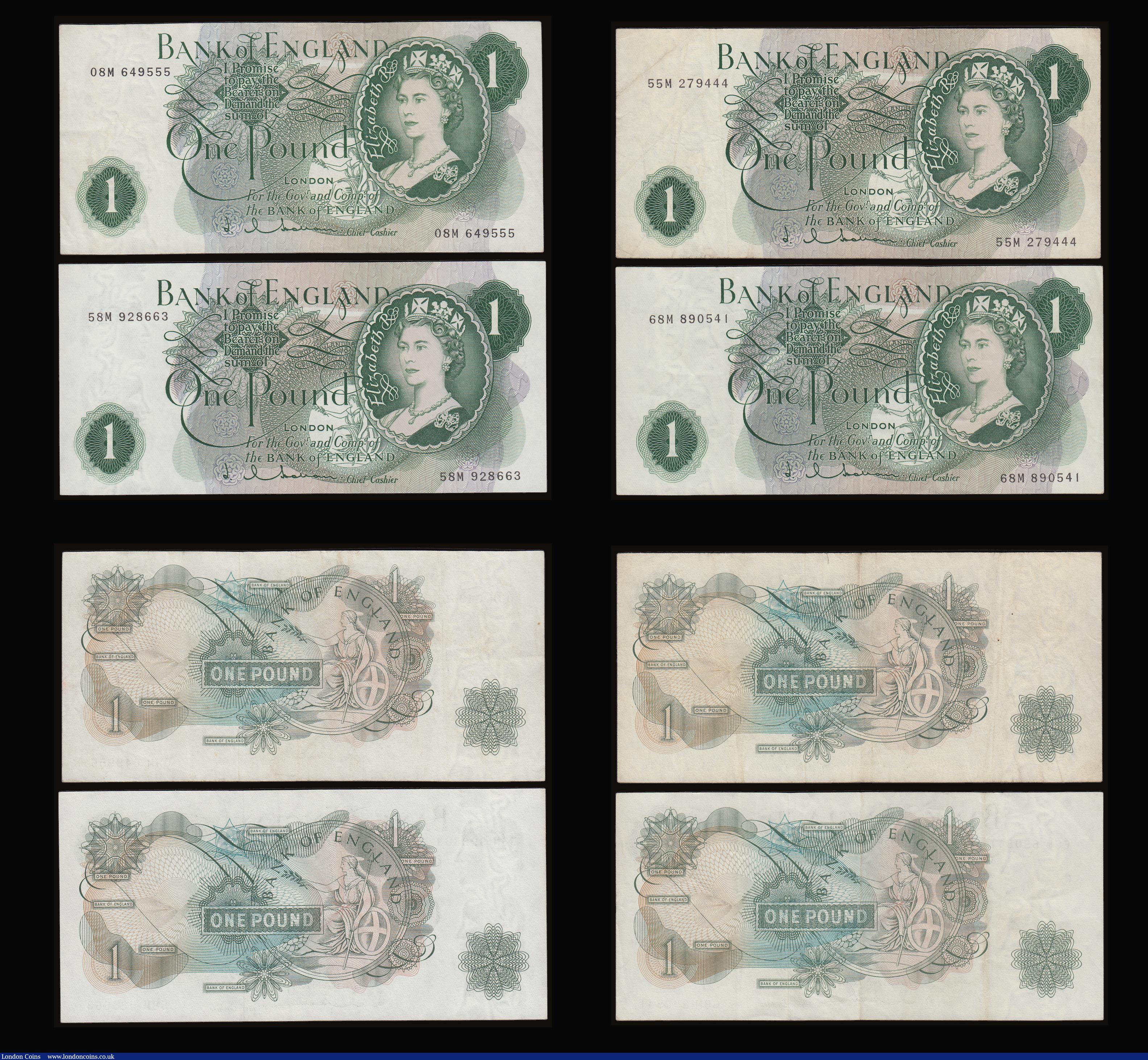 London Coins : A186 : Lot 108 : One Pound (13) Hollom B288 first series B93N 925813 EF, mid series (4) EF-AU, replacement B290 prefi...