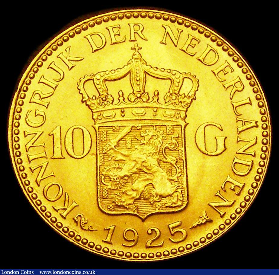 London Coins : A186 : Lot 1140 : Netherlands Ten Gulden Gold 1925 KM#162 Lustrous UNC