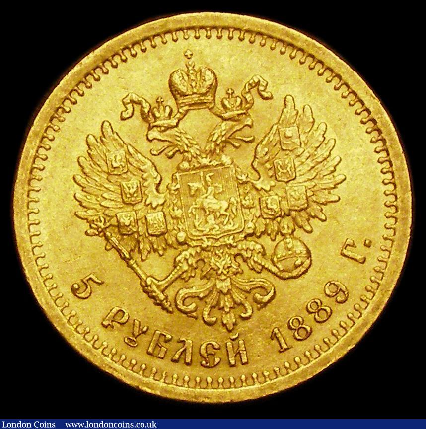 London Coins : A186 : Lot 1163 : Russia Five Roubles Gold 1889 AГ Y#42, GVF/NEF