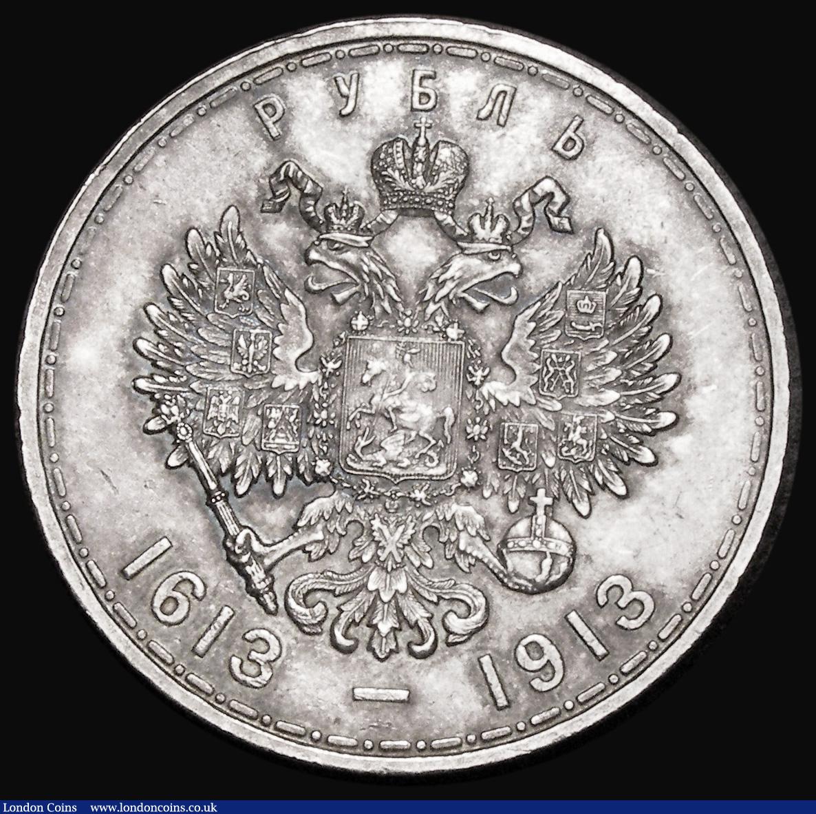 London Coins : A186 : Lot 1166 : Russia One Rouble 1913 300th Anniversary of the Romanov Dynasty EF scarce and desirable in high grad...