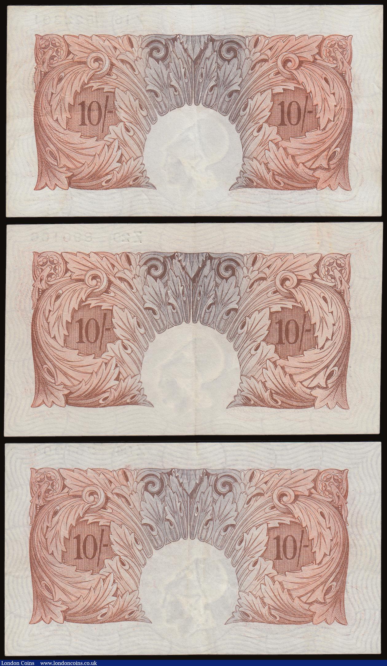 London Coins : A186 : Lot 12 : Ten Shillings Mahon B210 1928 (3) prefixes Z16, Z20 and Z84 generally VF or better