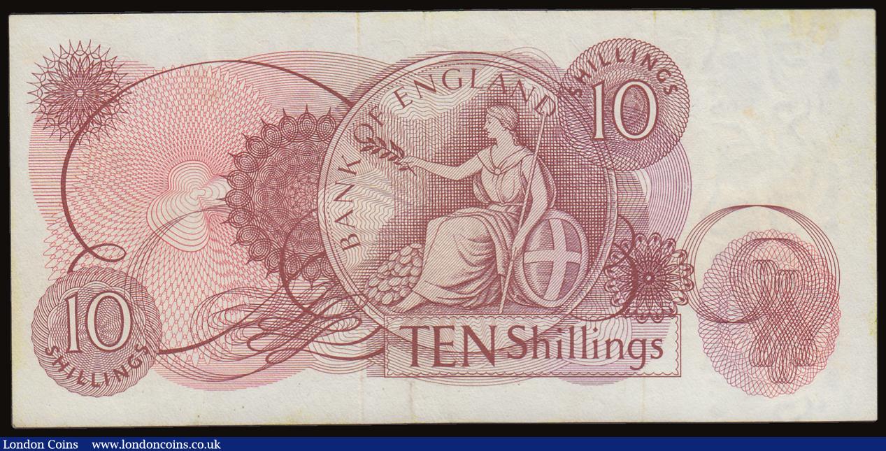 London Coins : A186 : Lot 120 : Ten Shillings Hollom B296, scarce first run Replacement note series M19 809464, (Pick373b), Good VF