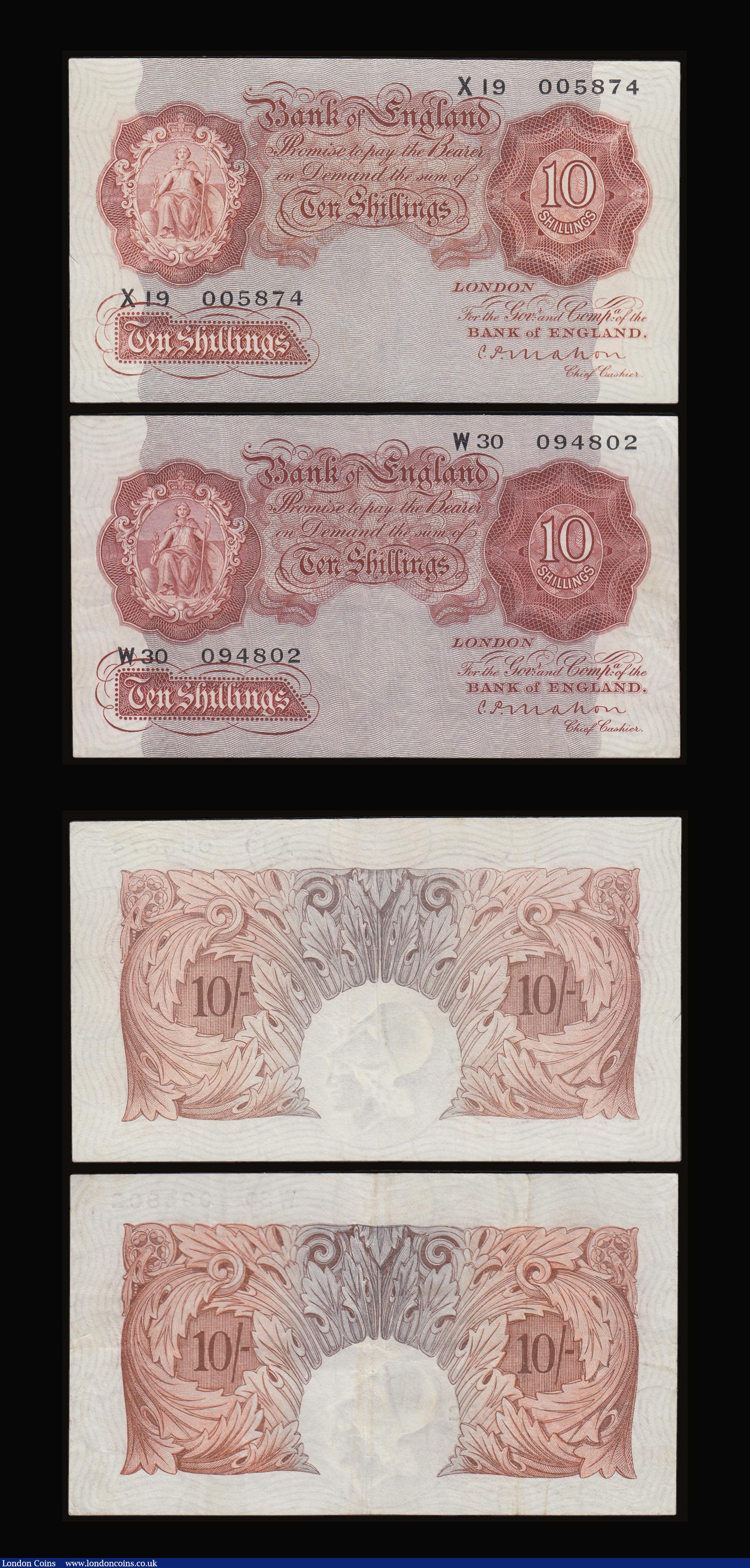 London Coins : A186 : Lot 13 : Ten Shillings Mahon B210 1928 (4) various mid series prefixes VF-EF