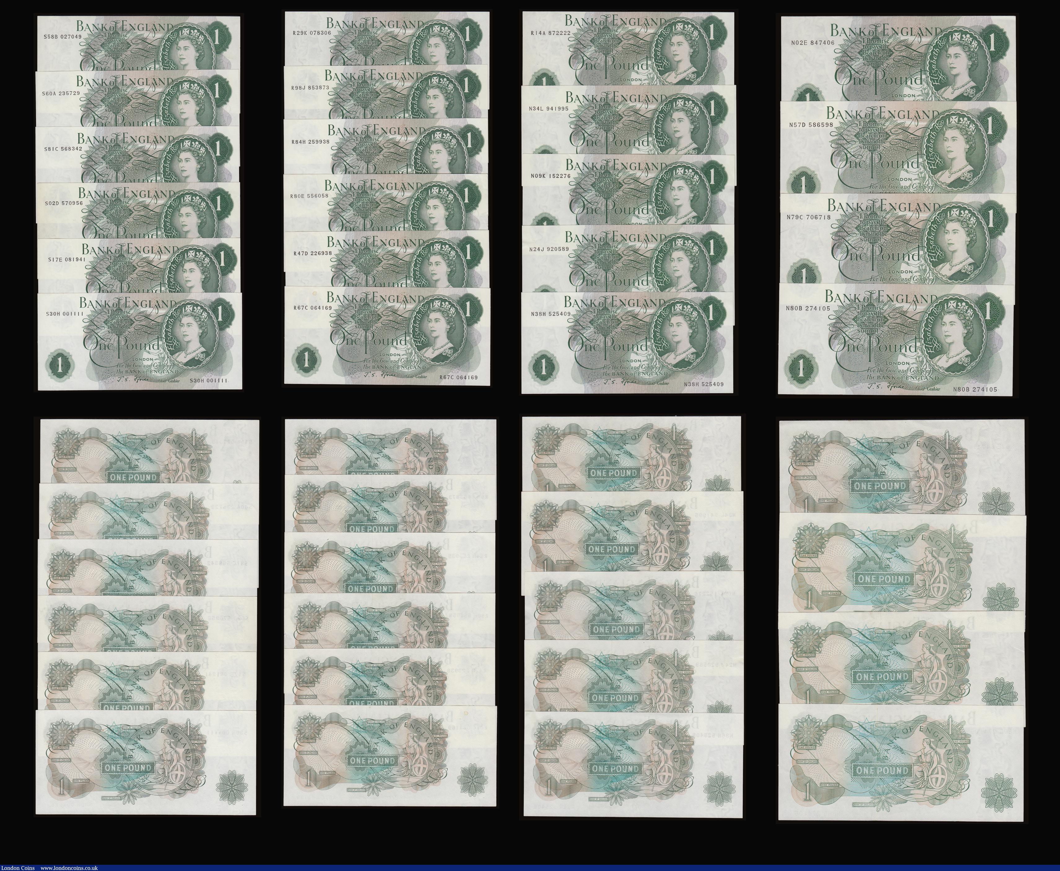 London Coins : A186 : Lot 136 : One Pound Fforde 1967 (51) B301 (13) EF-Unc and B305 (38) a high grade group mostly Unc or near so