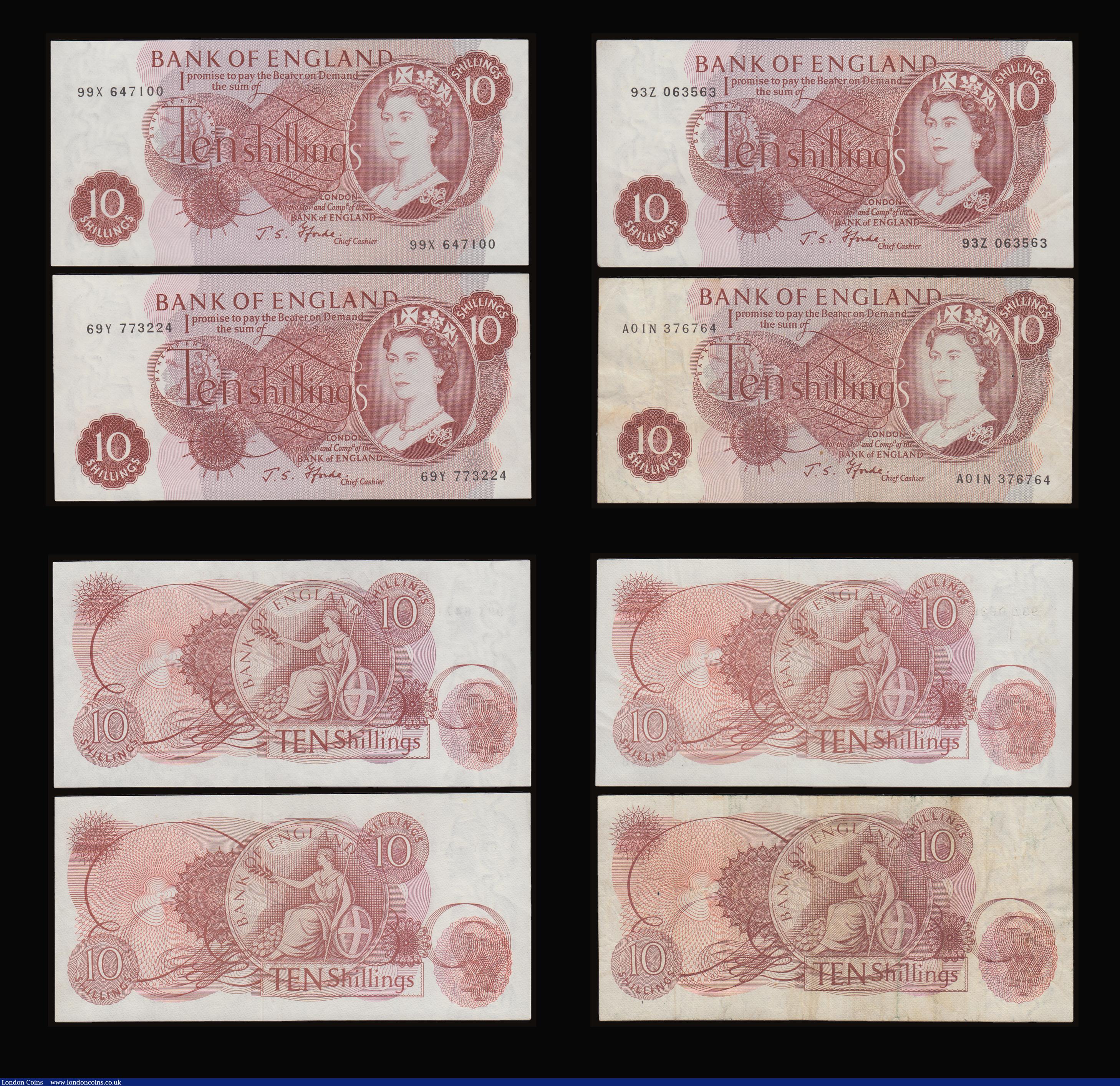 London Coins : A186 : Lot 147 : Ten Shillings Fforde 1967 (10) B310 first run A01N 376764 Fine, B311 replacements (3) prefixes M75, ...