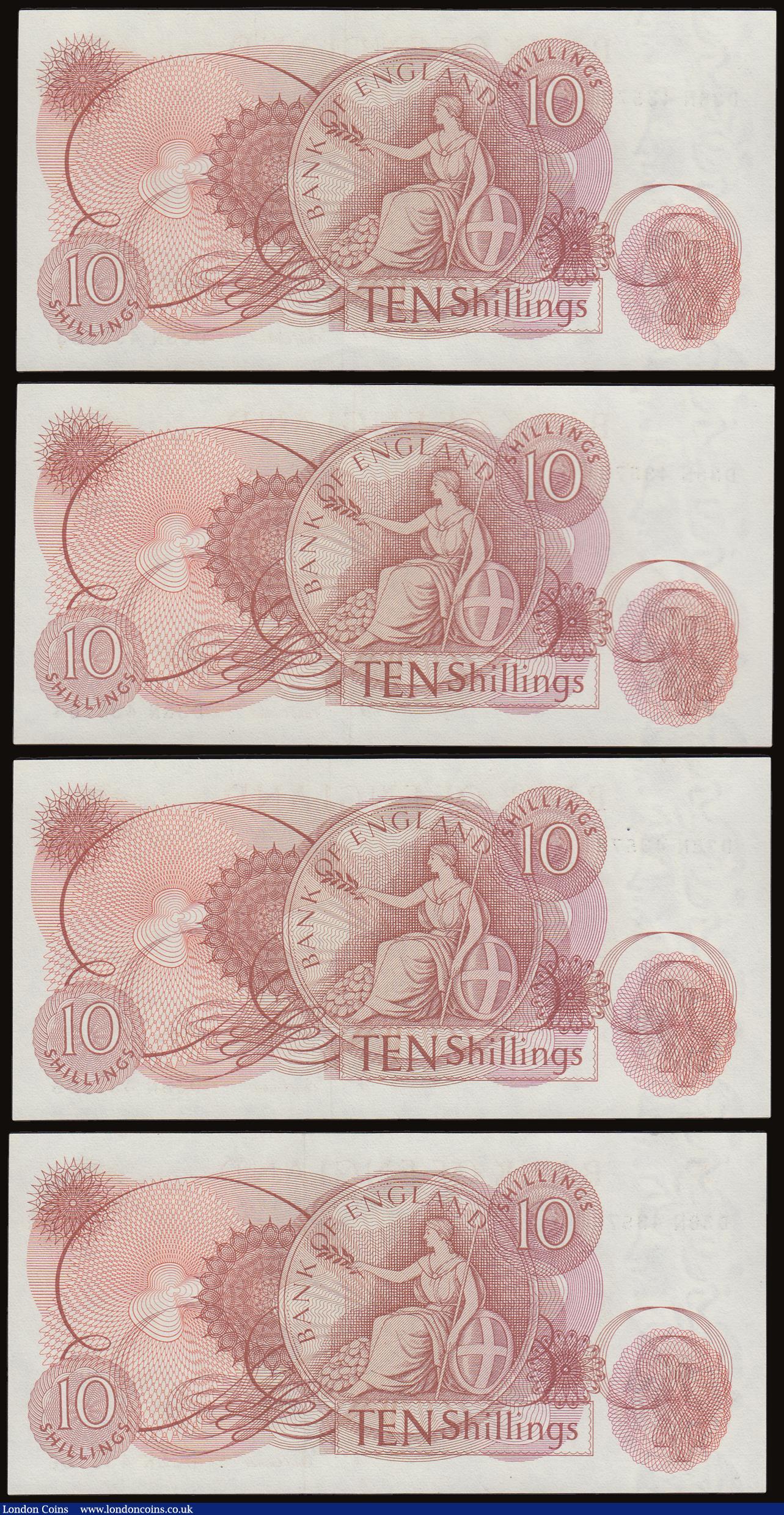 London Coins : A186 : Lot 148 : Ten Shillings Fforde B310 issued 1967 very last run prefix D38N (4 consecutives) D38N 435763-766 UNC