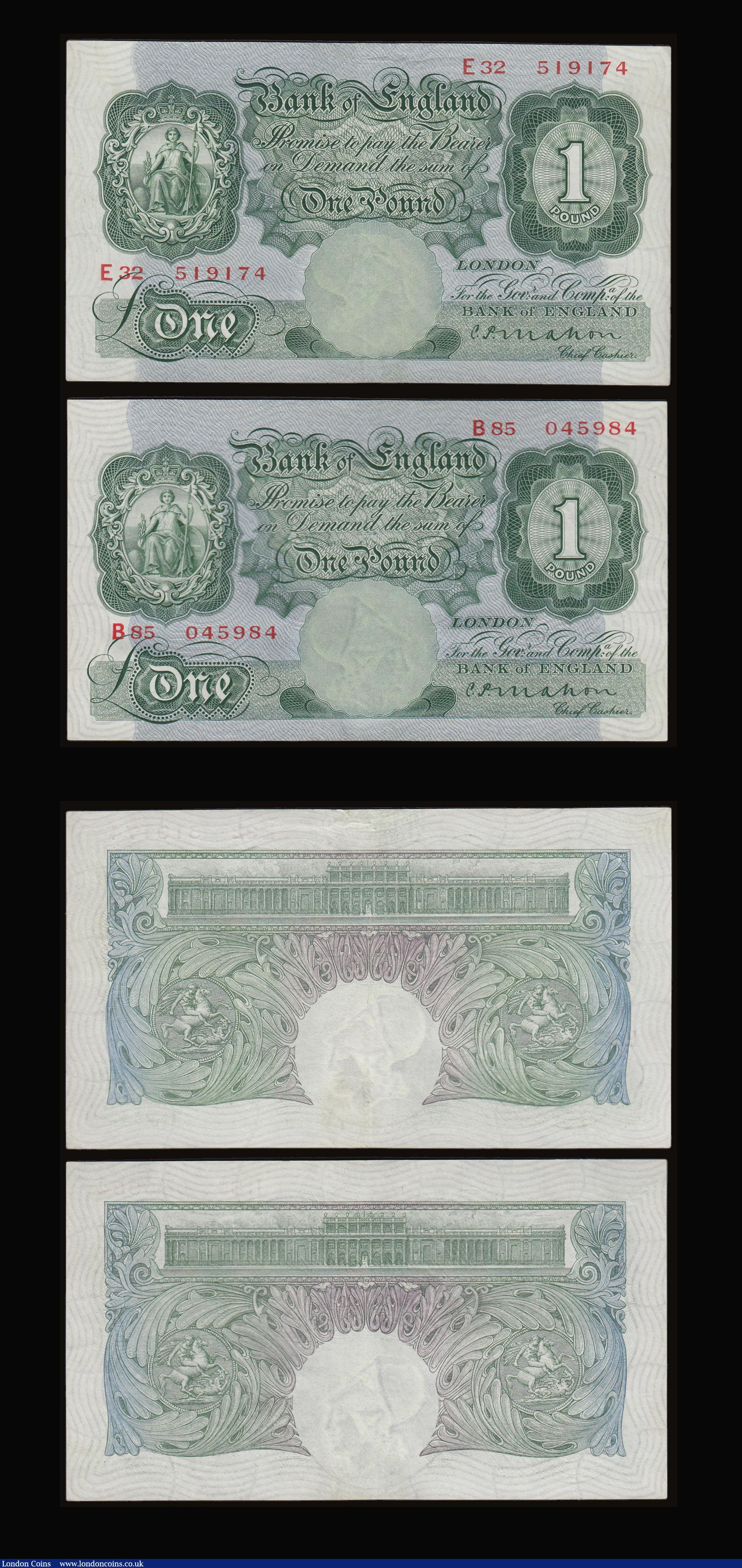 London Coins : A186 : Lot 16 : One Pound Mahon B212 issued 1928 (4) prefixes A29, A58, B85 and E32 generally EF or better a useful ...