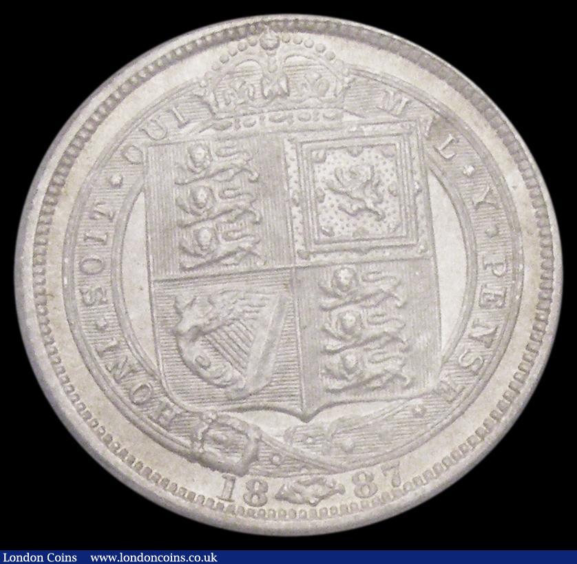 London Coins : A186 : Lot 2142 : Sixpence 1887 Jubilee Head, Withdrawn type, ESC 1752, Bull 3264, Lustrous UNC with touches of golden...
