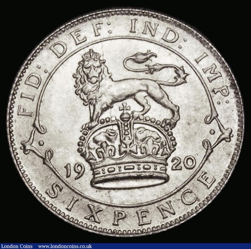 London Coins : A186 : Lot 2202 : Sixpence 1920 Sterling Silver issue, ESC 1805, Bull 3881, Davies 1872 dies 2B, UNC with practically ...