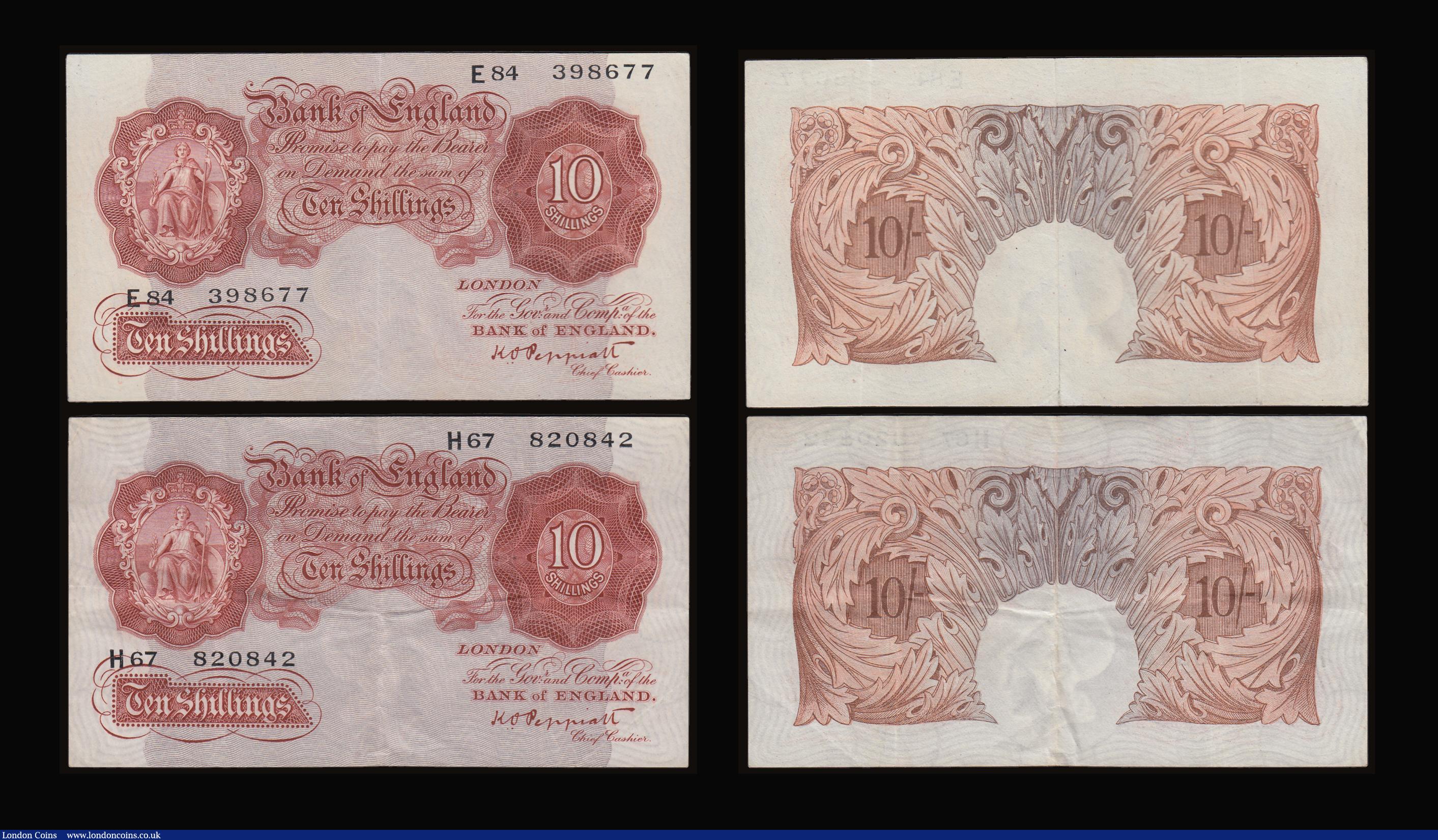 London Coins : A186 : Lot 23 : Ten Shillings Peppiatt B235 issued 1934 (10) includes an A87 prefix last series others mid prefixes ...