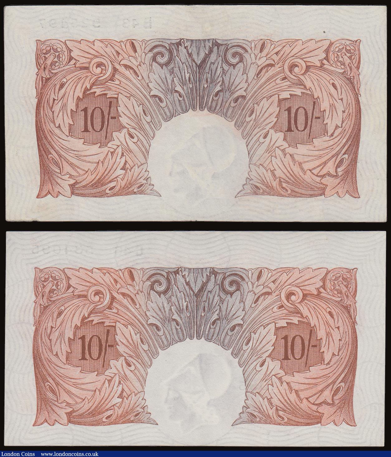 London Coins : A186 : Lot 24 : Ten Shillings Peppiatt B235 issued 1934 (2) prefixes C46, B43 AU-Unc