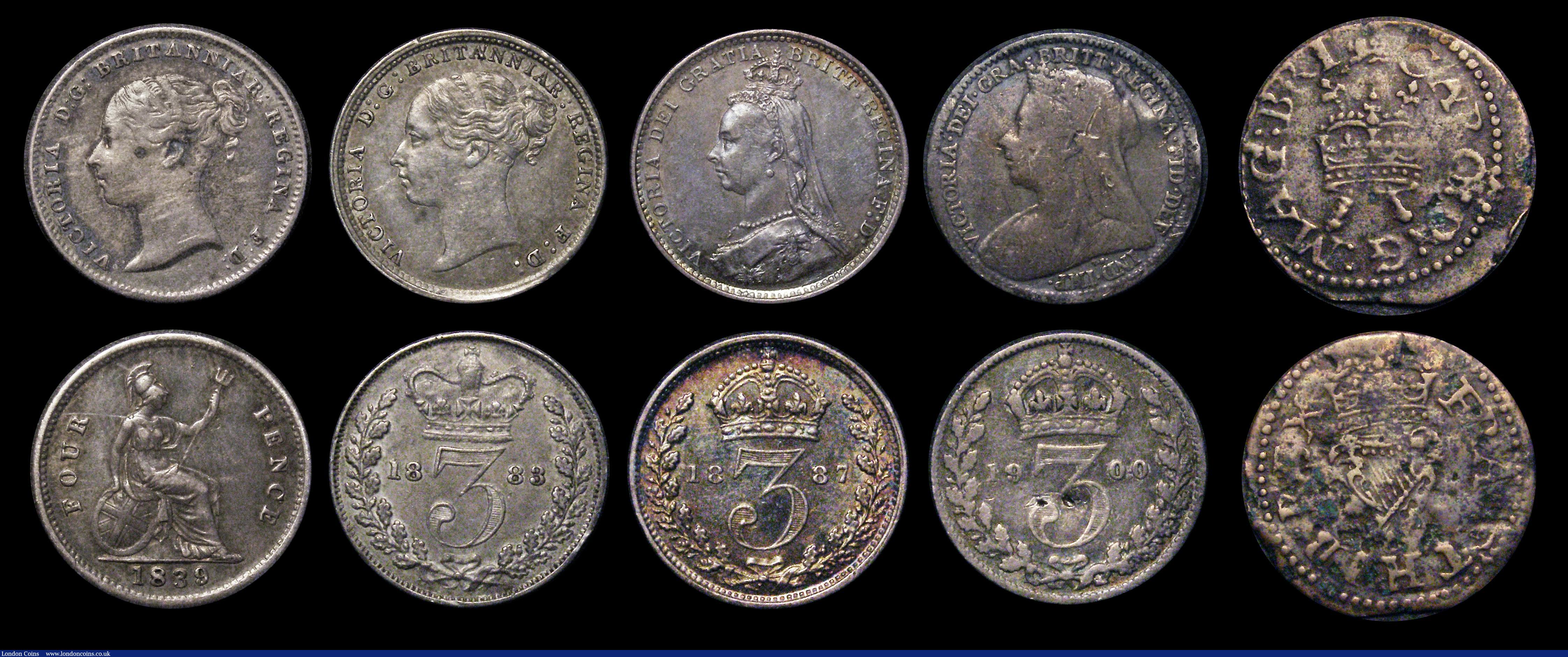 London Coins : A186 : Lot 2588 : Sixpences to Farthing (11) comprising Sixpences (4) 1816 Fine, 1836 Fair, 1855 Fine/Good Fine, 1874 ...