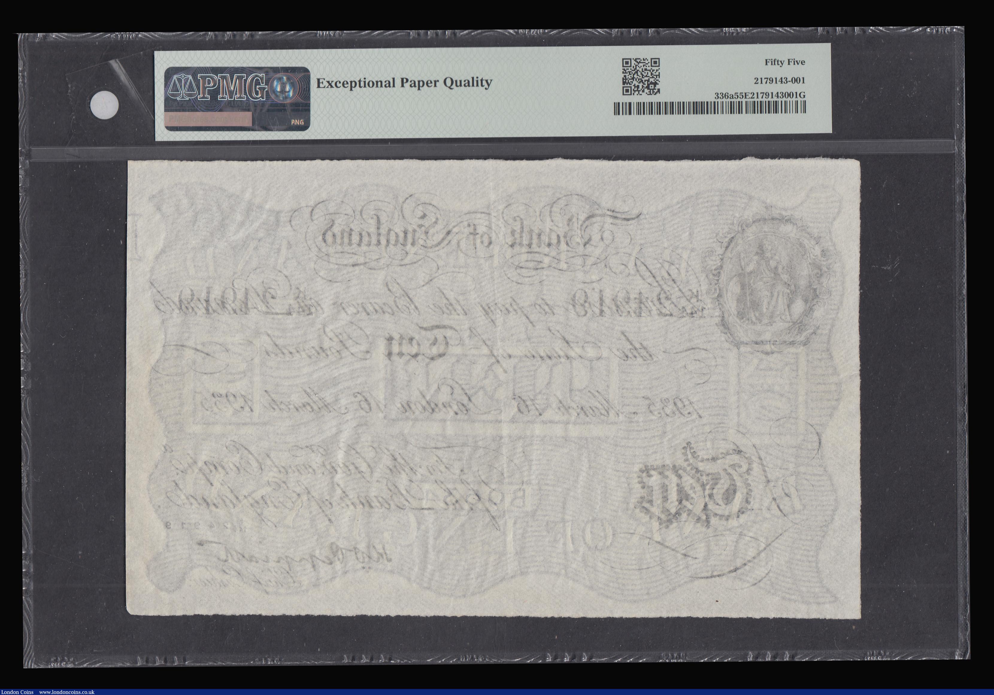 London Coins : A186 : Lot 40 : Ten Pounds Peppiatt white B242 London 16 March 1935 K/144  24919, Pick 336 PMG AU55