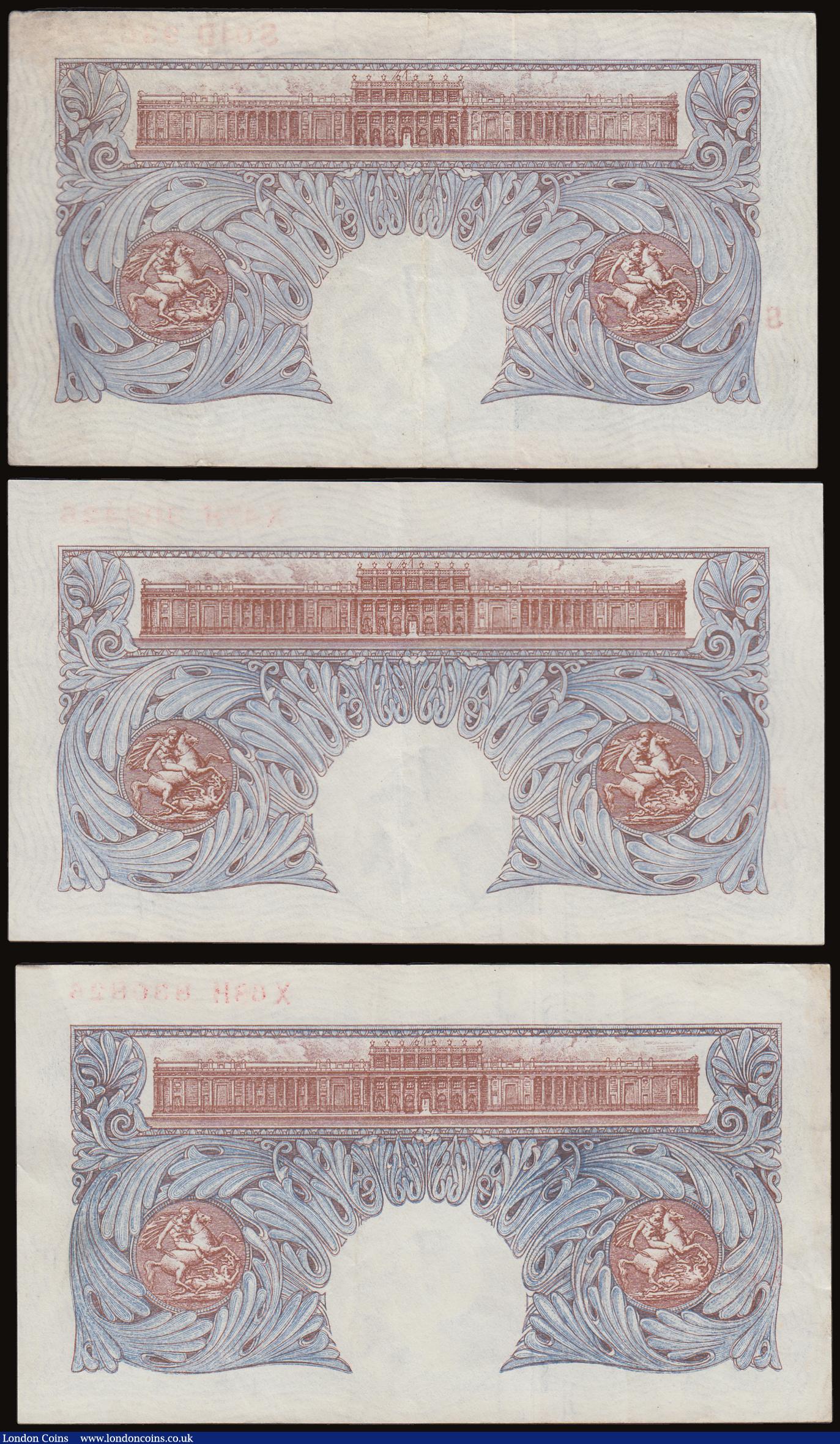 London Coins : A186 : Lot 42 : One Pound Peppiatt 1940 Emergency Blue Issue (3) B249 last series (2) X47H 307425 EF or better, X68H...