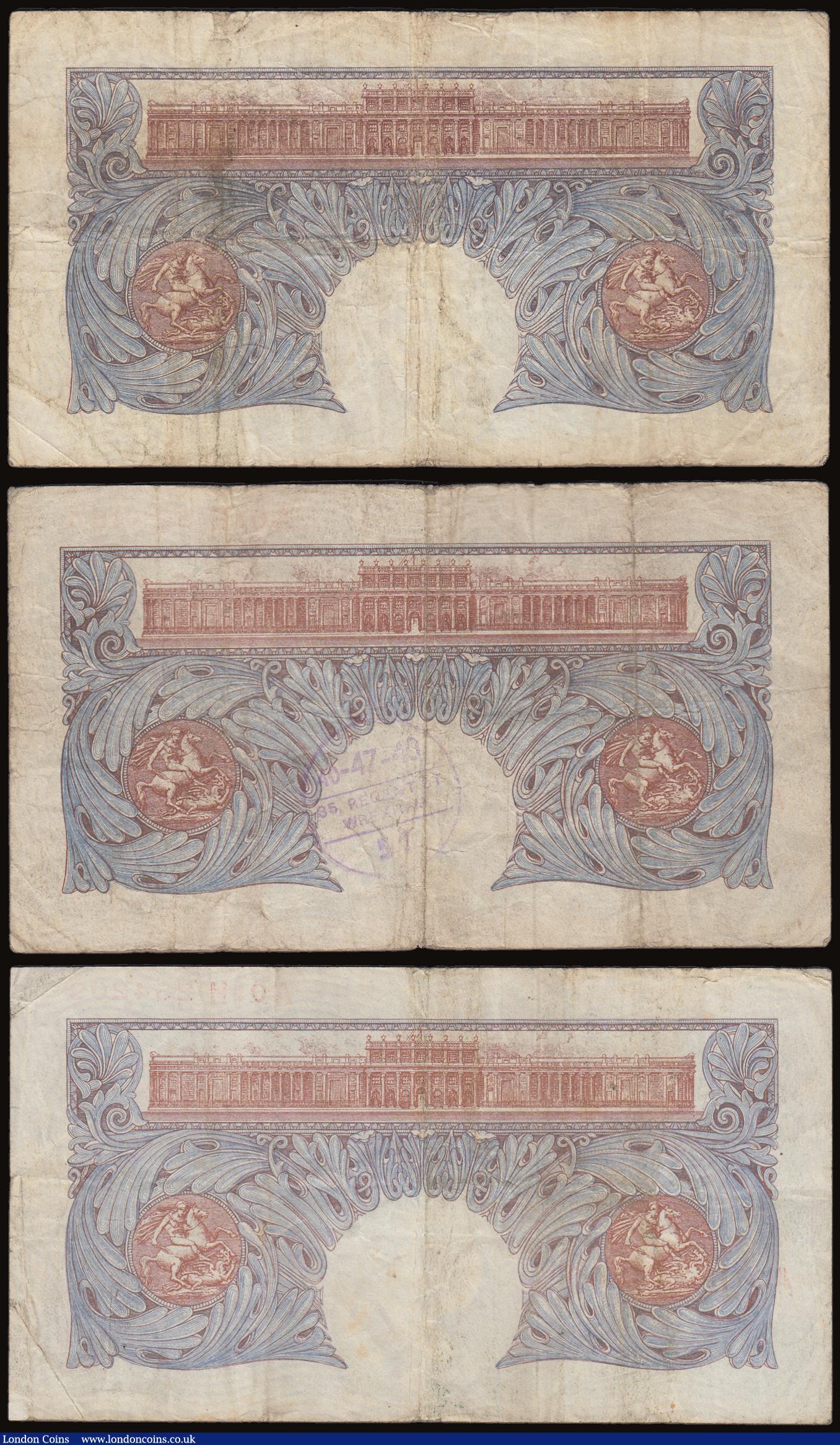 London Coins : A186 : Lot 43 : One Pound Peppiatt 1940 Emergency Blue Issue B249 (3) all first run A01D 448568, A01E 325425 and A01...