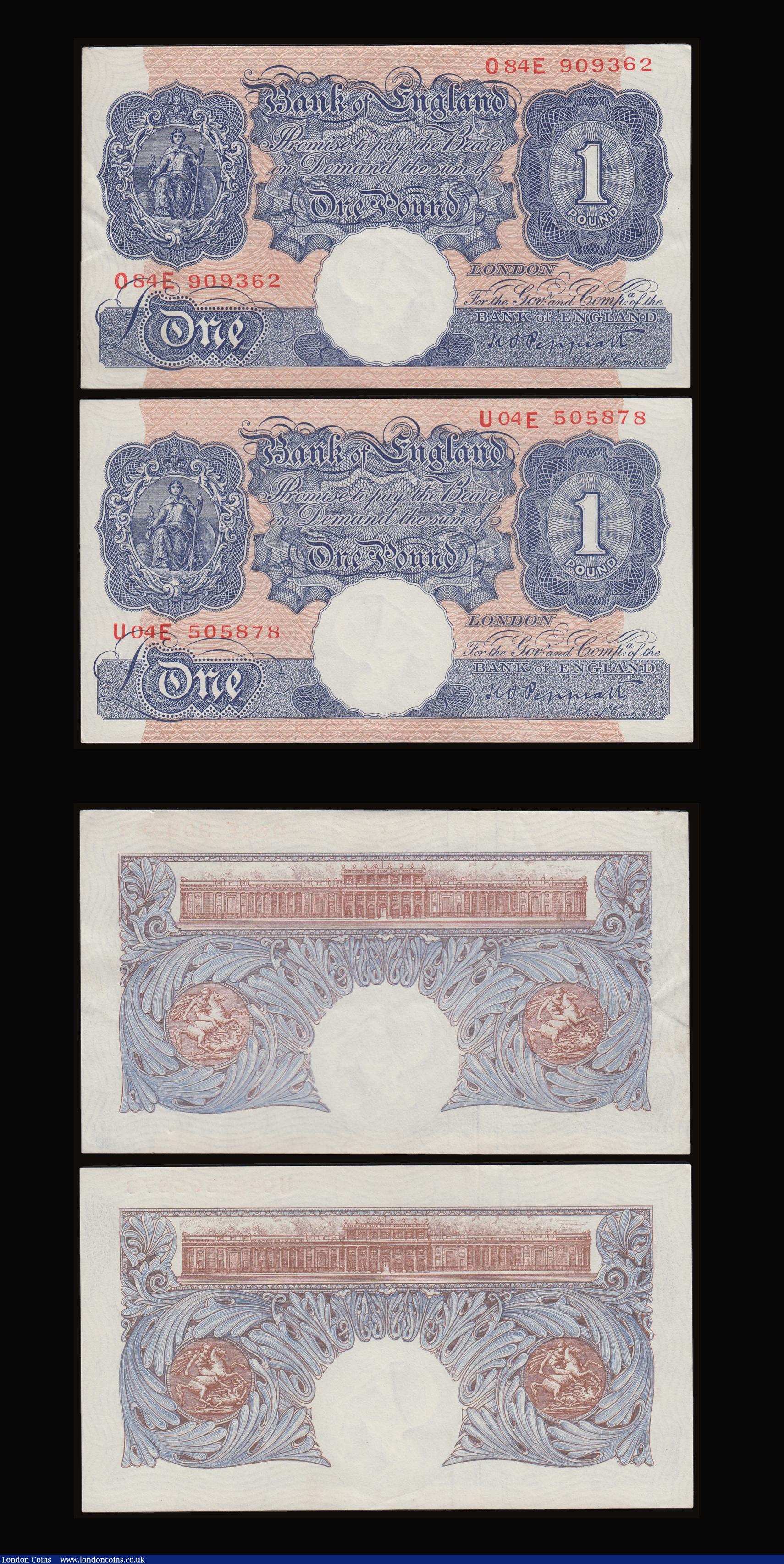 London Coins : A186 : Lot 46 : One Pound Peppiatt 1940 Emergency Blue Issue B249 (5) a high grade group of mid series prefixes gene...