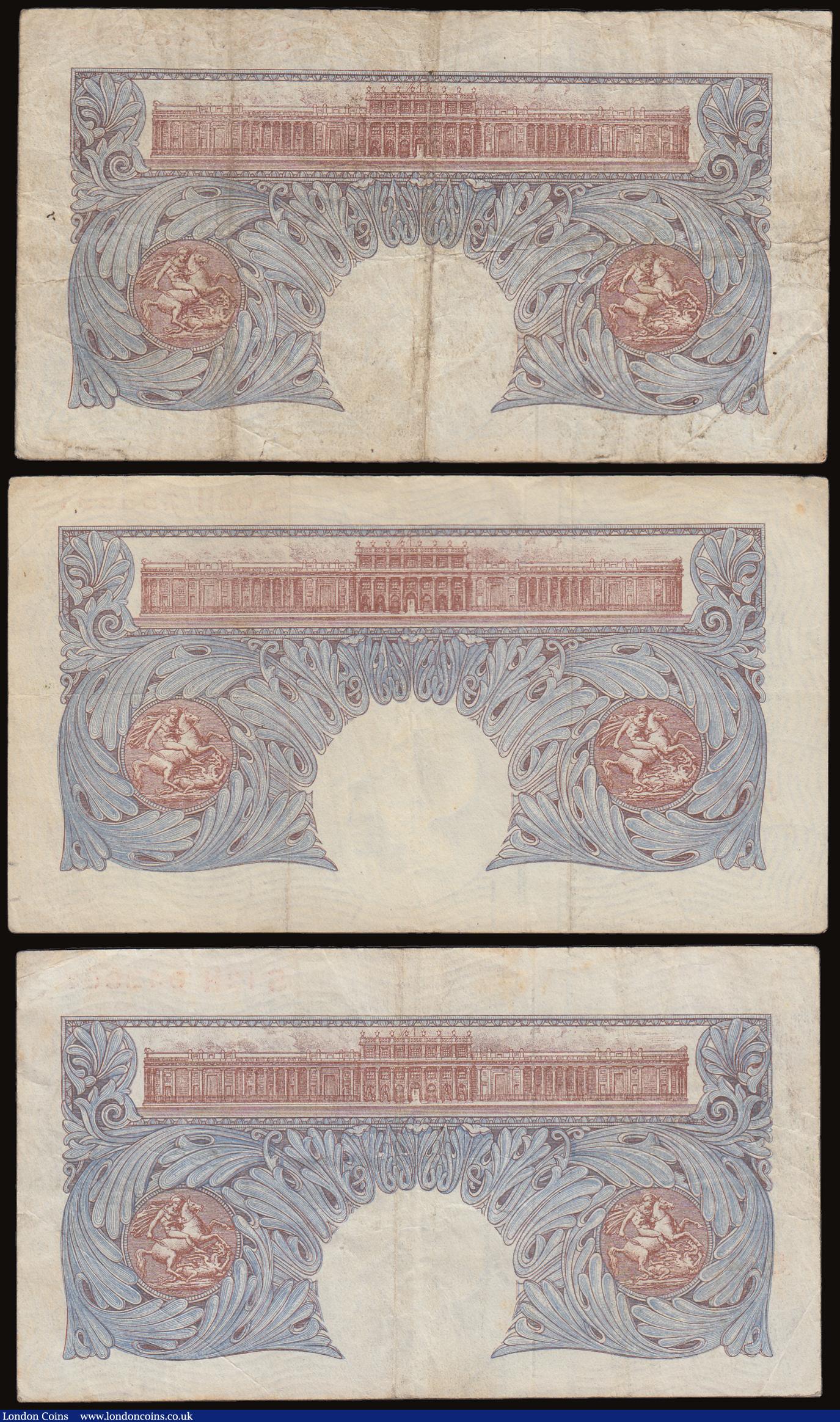 London Coins : A186 : Lot 50 : One Pound Peppiatt blue B250 issued 1940 scarce replacement series (3) prefixes S05D, S02H and S12H ...