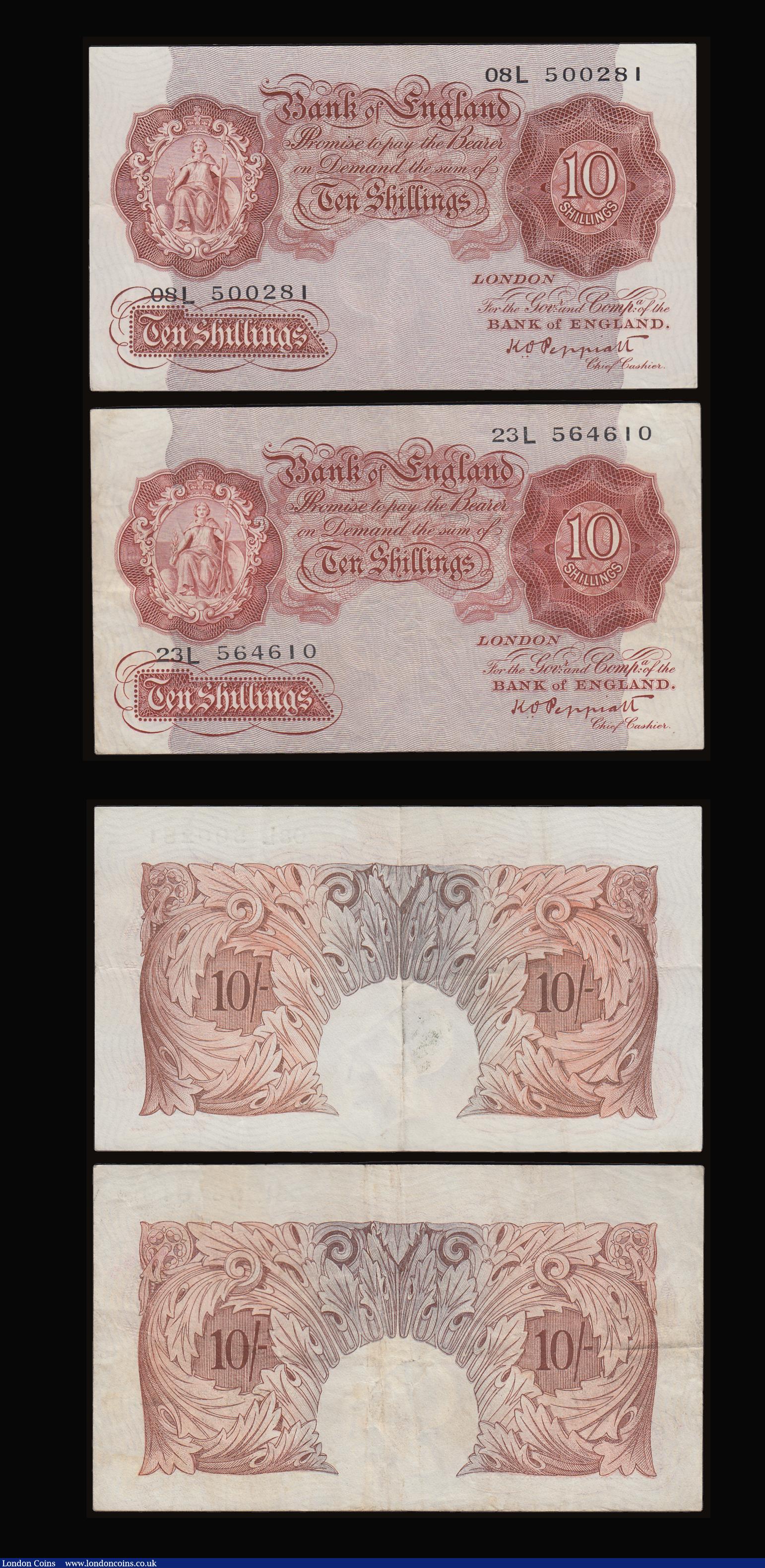 London Coins : A186 : Lot 59 : Peppiatt 1948, post-war unthreaded type, (4) 10 Shillings B256 (2) prefixes 08L GVF light dirt rever...