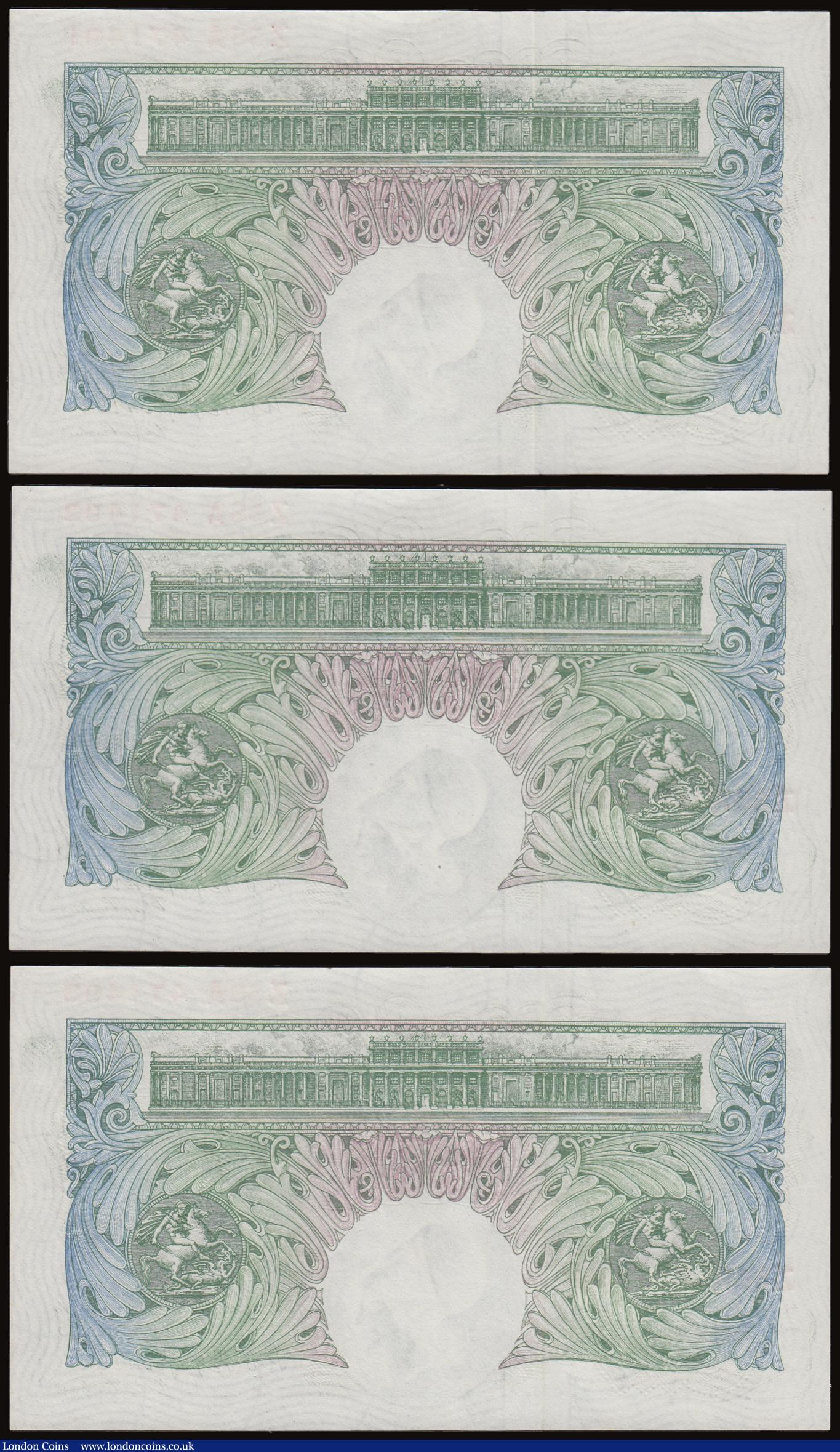 London Coins : A186 : Lot 62 : One Pounds Peppiatt 1948 B260 (3) consecutives Z58A 471491 to 493 Unc