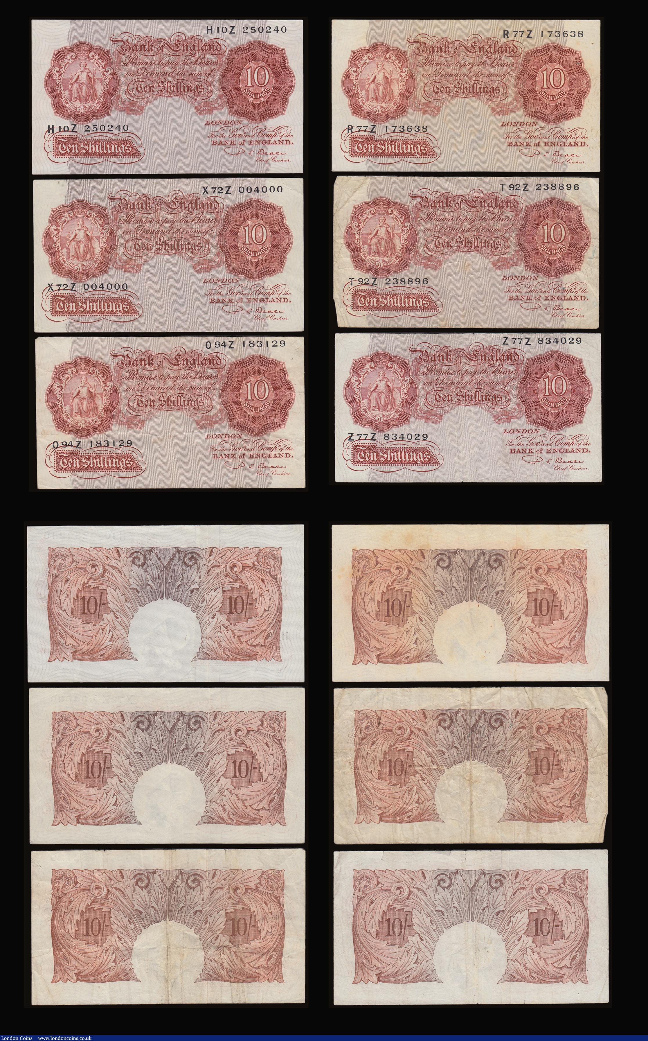 London Coins : A186 : Lot 68 : Ten Shillings Beale, B266 Red/Brown issue 1950 (15) from circulation generally Fine - EF one with so...