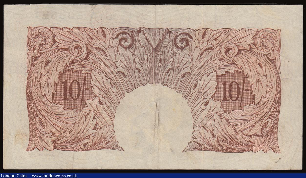 London Coins : A186 : Lot 70 : Ten Shillings Beale B267 issued 1950 very first run replacement 04A 509827, VF with some light stain...