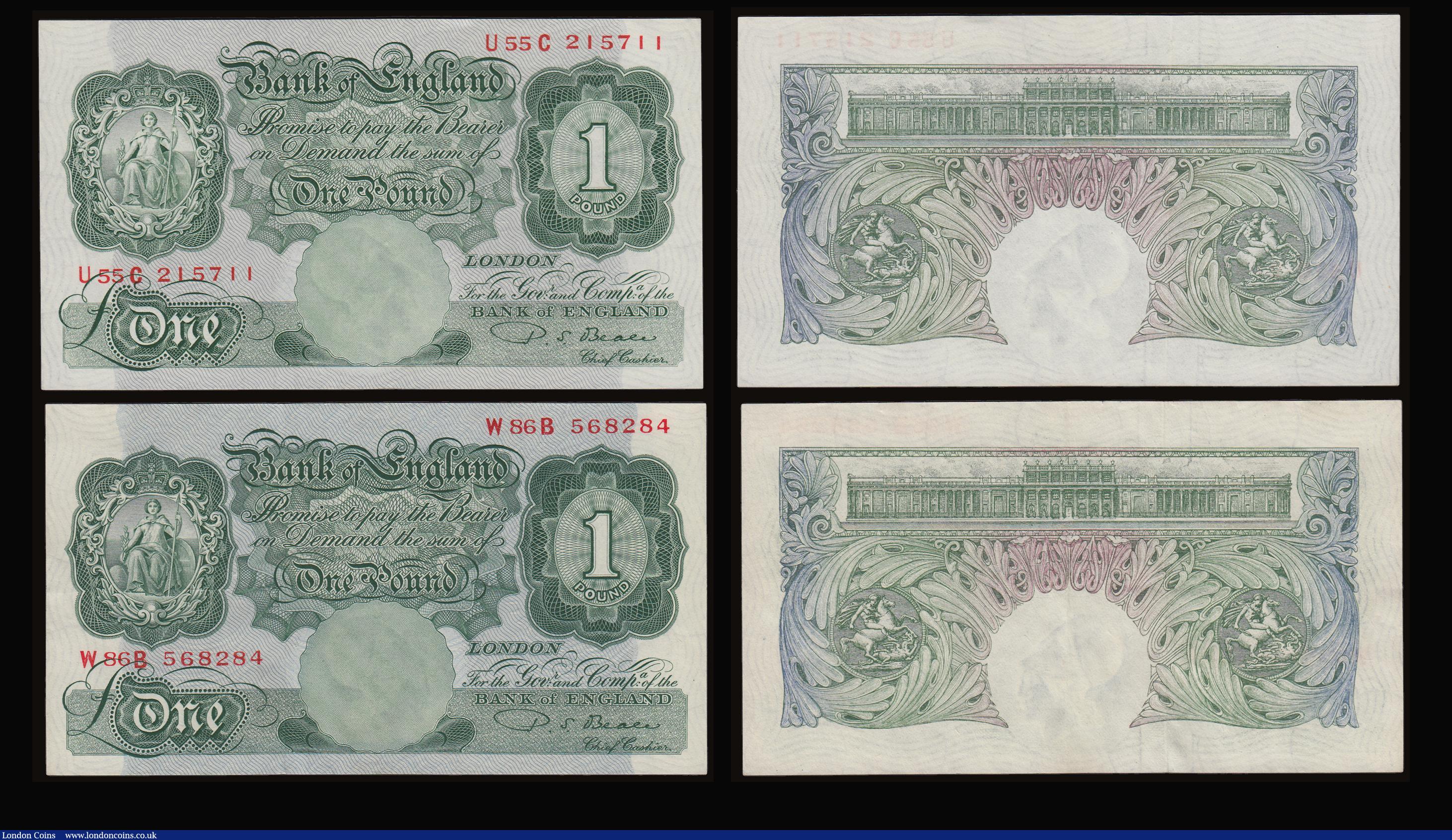 London Coins : A186 : Lot 71 : One Pound Beale 1950 B268 (5) a high grade group various mid prefixes generally AU-Unc