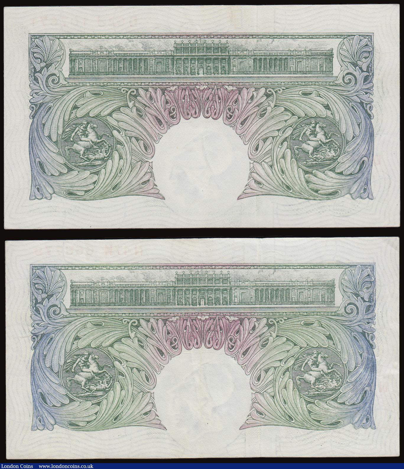 London Coins : A186 : Lot 73 : One Pound Beale B268 prefix D03J GEF-AU light centre fold and O'Brien prefix N47K B273 1955 VF