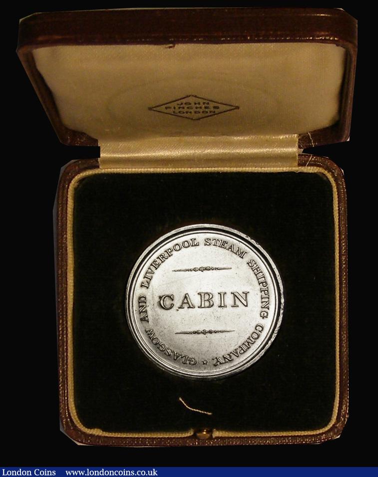 London Coins : A186 : Lot 760 : Glasgow and Liverpool Steam Shipping Company (c.1830) 40mm diameter in white metal by Crawford, Obve...