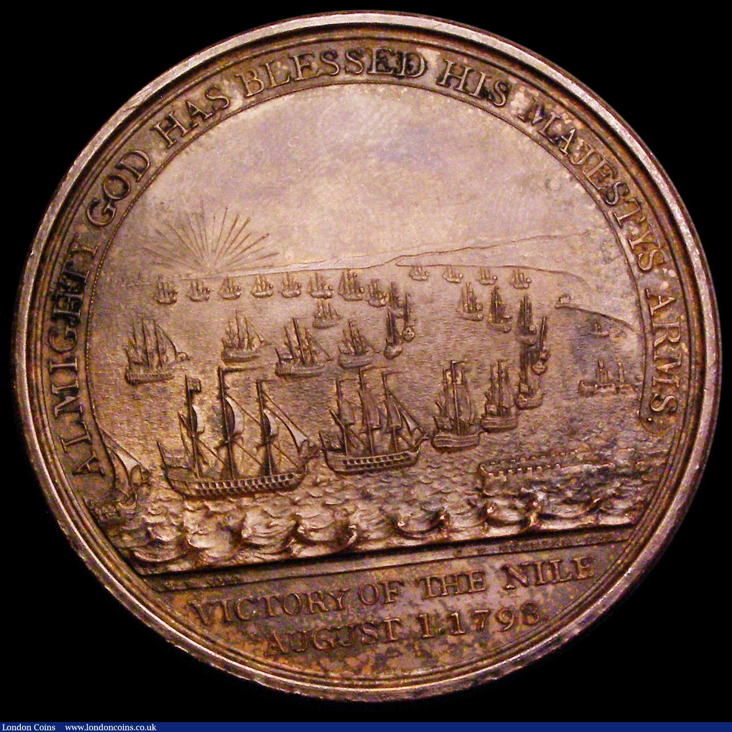 London Coins : A187 : Lot 1025 : Battle of the Nile, Davison's Medal 1798 47mm diameter in bronze, by C.H. Kuchler, Obverse: Hop...