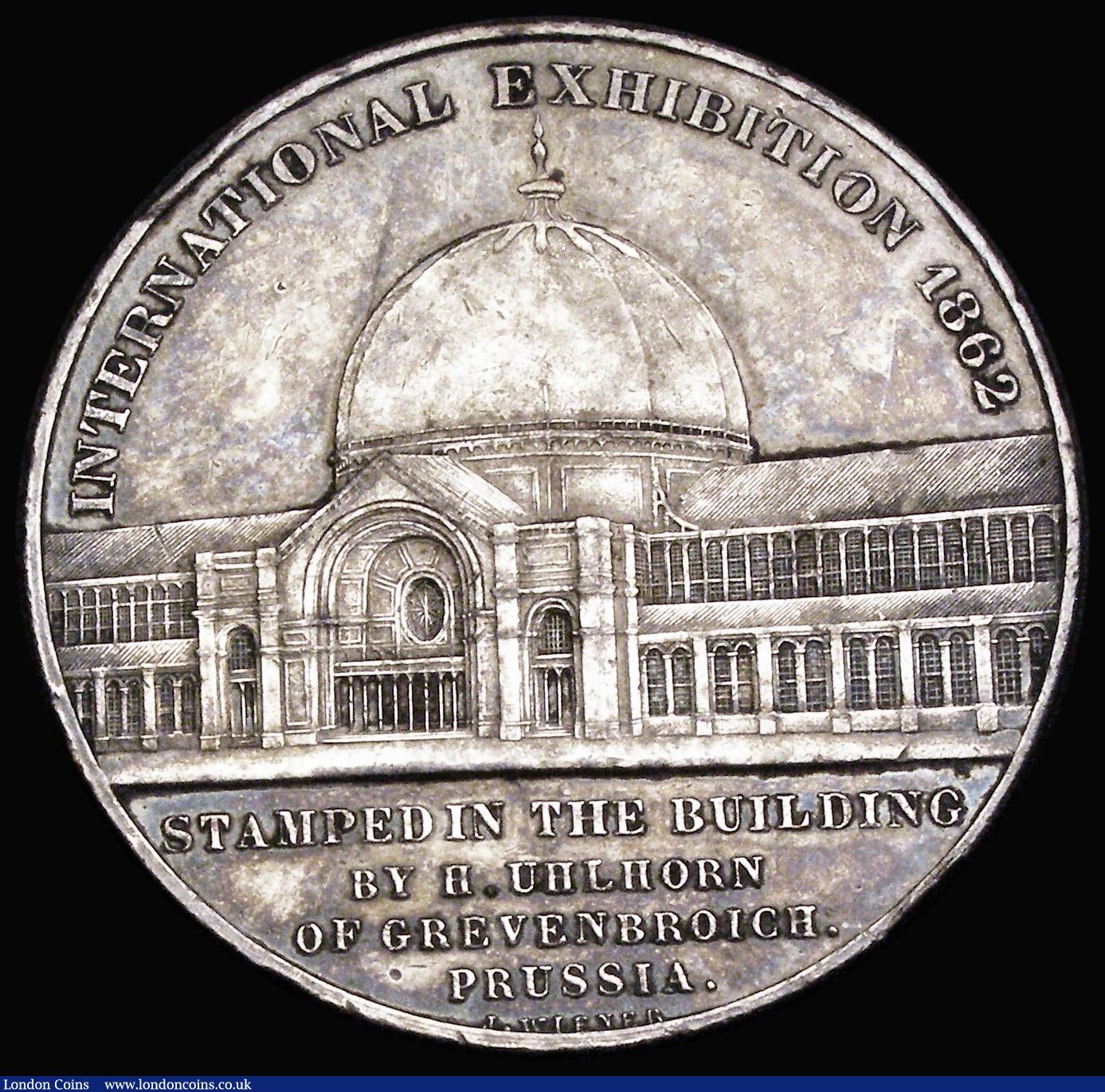 London Coins : A187 : Lot 1100 : International Exhibition 1862 41mm diameter in silver by J. Wiener, Obverse: Interior view of the bu...