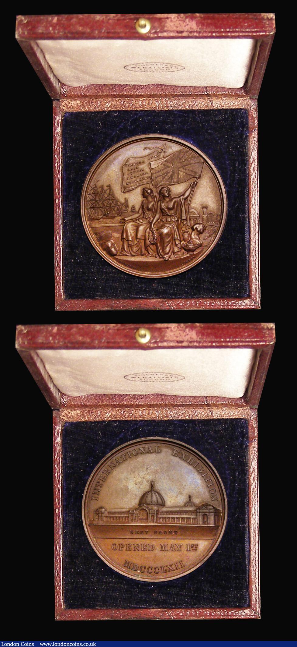 London Coins : A187 : Lot 1108 : Medals in bronze (2) International Exhibition 1862 42mm diameter in bronze by J. Pinches, Obverse: E...