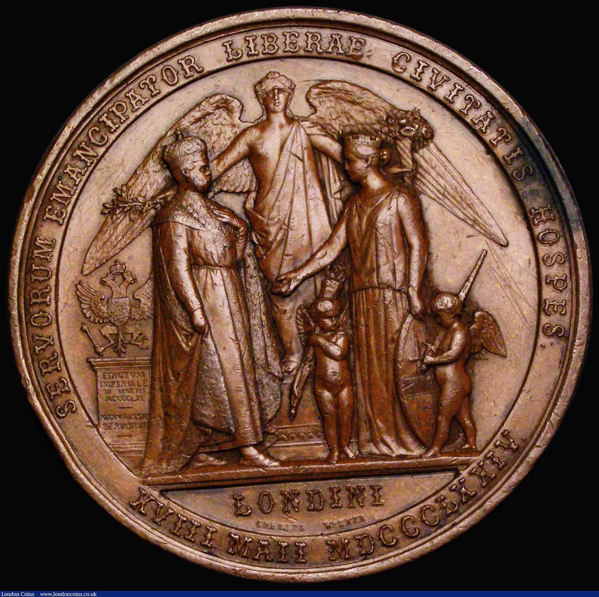 London Coins : A187 : Lot 1119 : Visit of Czar Alexander II of Russia to London 1874 77mm diameter in bronze by C. Wiener, issued by ...