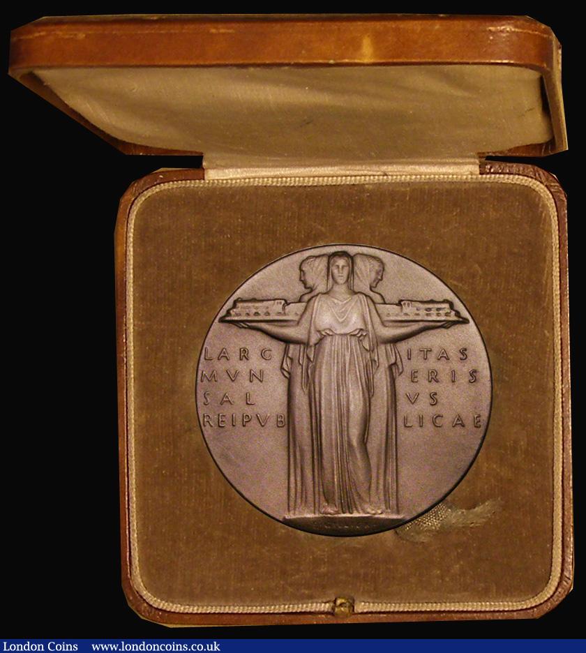 London Coins : A187 : Lot 1191 : General Strike, Service Medal 1926 51mm diameter in bronze by E. Gillick Obverse Helmeted figure of ...