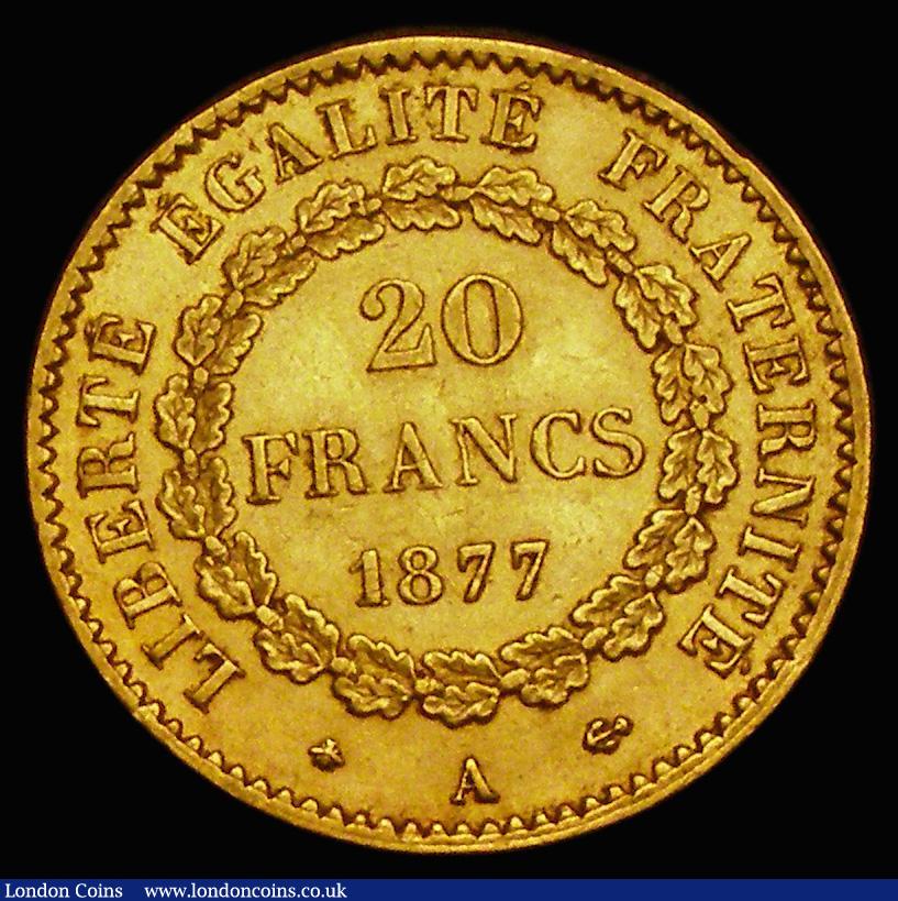 London Coins : A187 : Lot 1349 : France 20 Francs Gold 1877A Paris Mint KM#825 VF/GVF