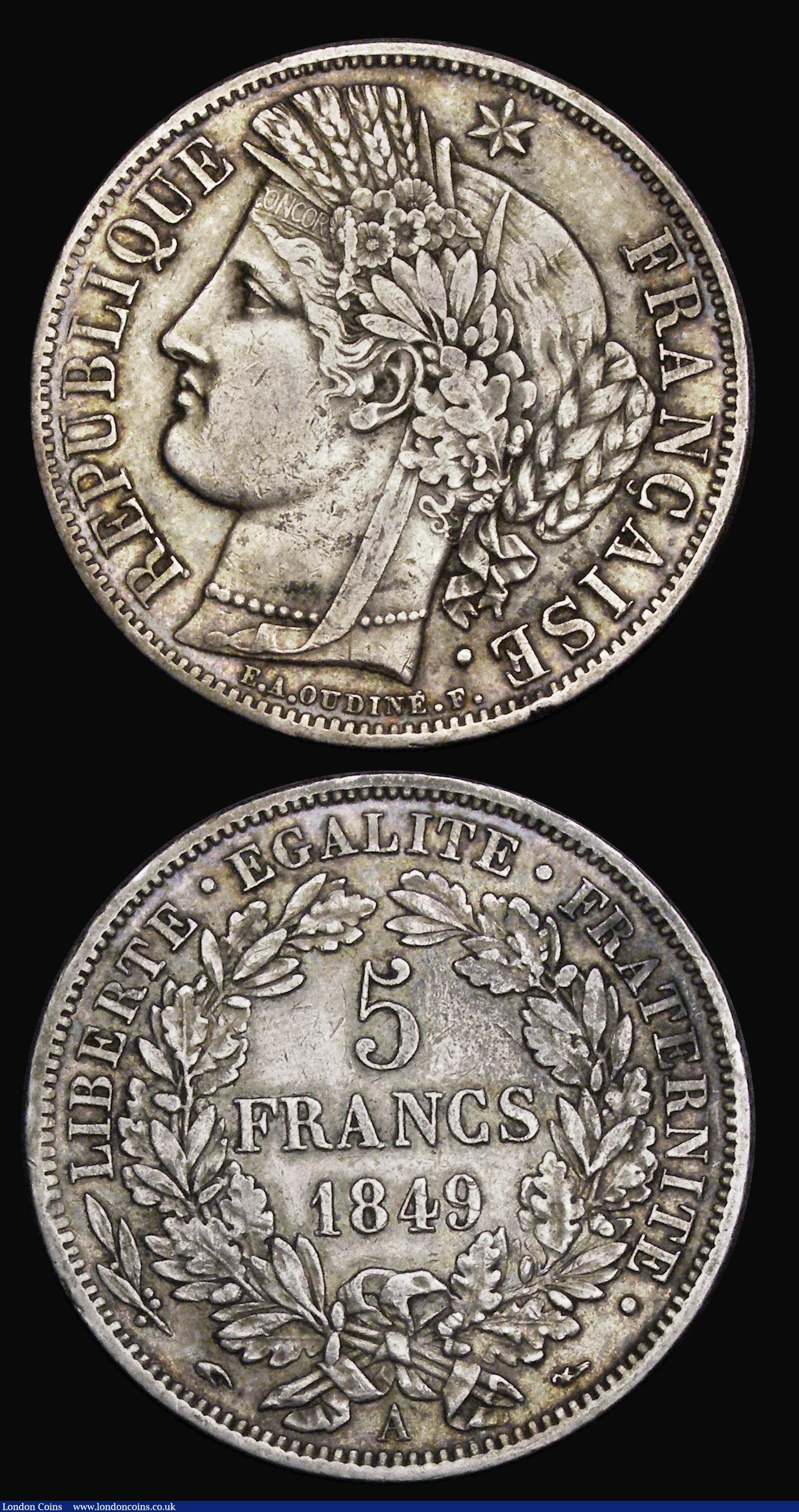 London Coins : A187 : Lot 1351 : France 5 Francs (2) 1831 W GF-VF and 1849A nicely toned VF or better