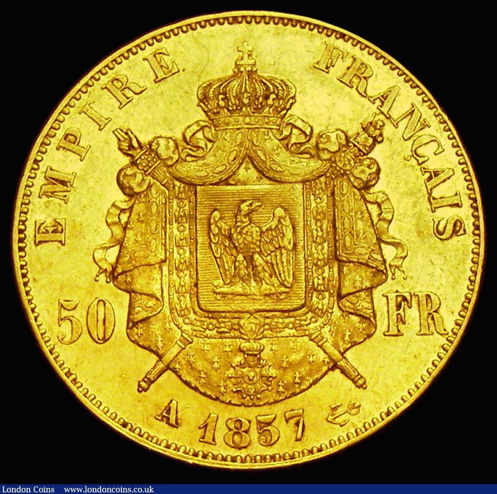 London Coins : A187 : Lot 1352 : France 50 Francs Gold 1857A Paris Mint KM#785.1 GVF/NEF and pleasing for the grade
