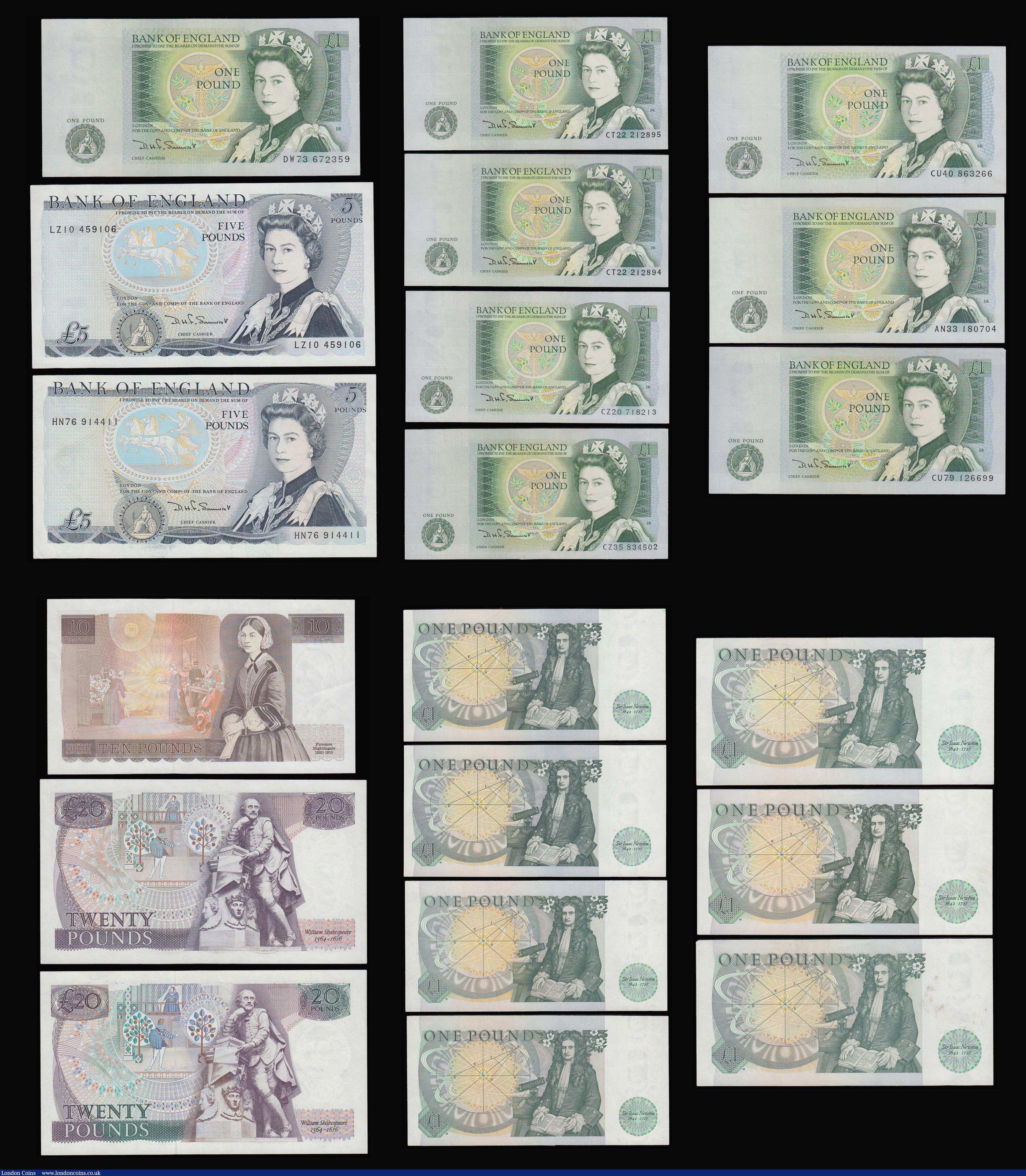 London Coins : A187 : Lot 138 : Somerset,  (22 ) One Pound Isaac Newton 1981 B341 (8) generally Unc or near so including consecutive...