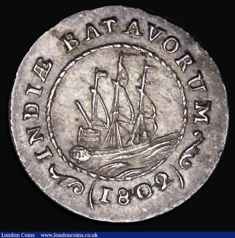 London Coins : A187 : Lot 1423 : Netherlands East Indies - Batavian Republic One Eighth Gulden 1802 Reverse: Sailing ship within inne...