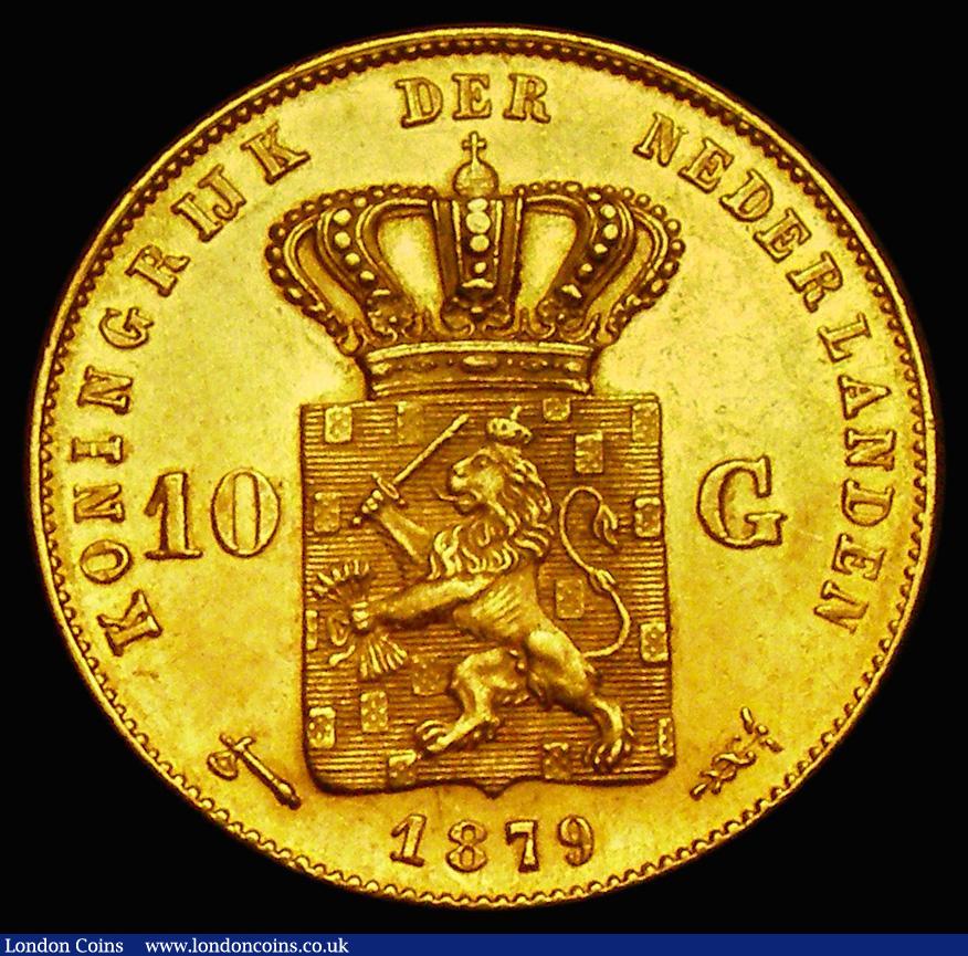 London Coins : A187 : Lot 1428 : Netherlands Ten Gulden Gold 1879 KM#106 EF