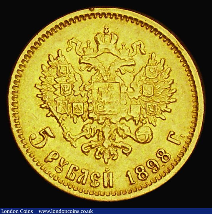London Coins : A187 : Lot 1441 : Russia 5 Roubles 1898 Y#62 VF once cleaned