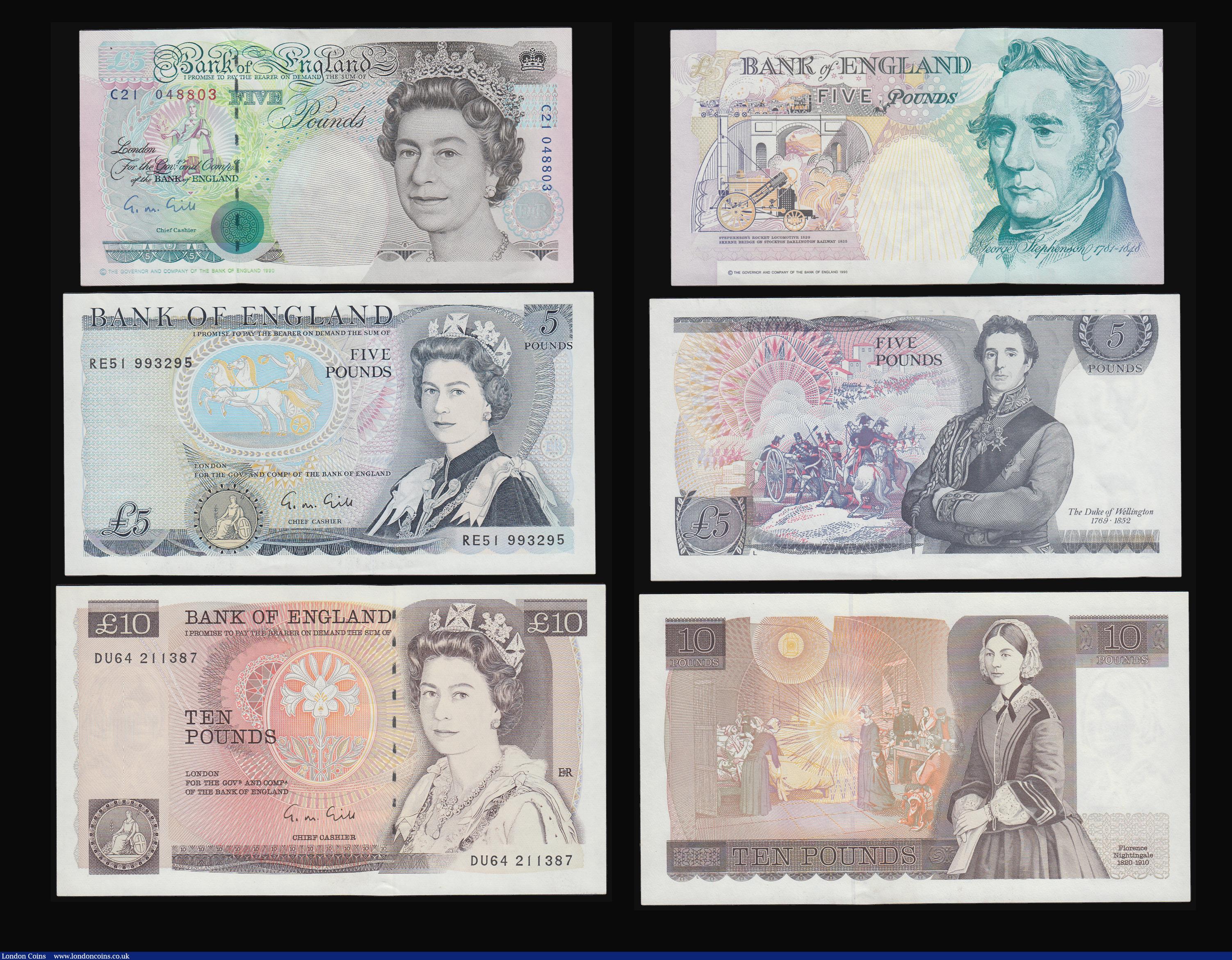 London Coins : A187 : Lot 154 : Gill (6) Fifty Pounds Wren D41 395604 AU (light centre fold only) Twenty Pounds Shakespeare 07N 6713...