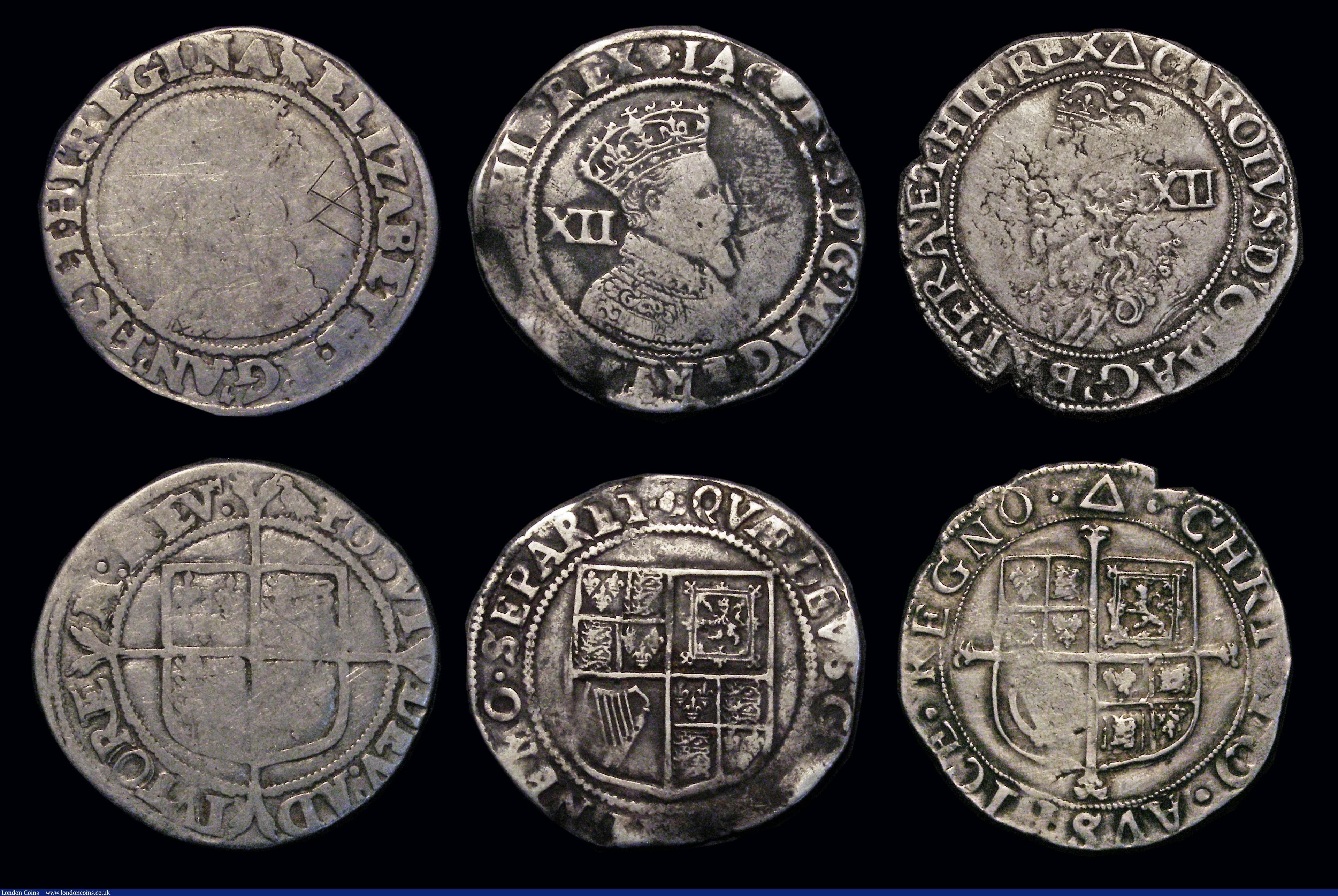 London Coins : A187 : Lot 1630 : Halfcrowns and Shillings (7) comprising Halfcrowns (2) Charles I Group III, Third horseman, type 3a1...