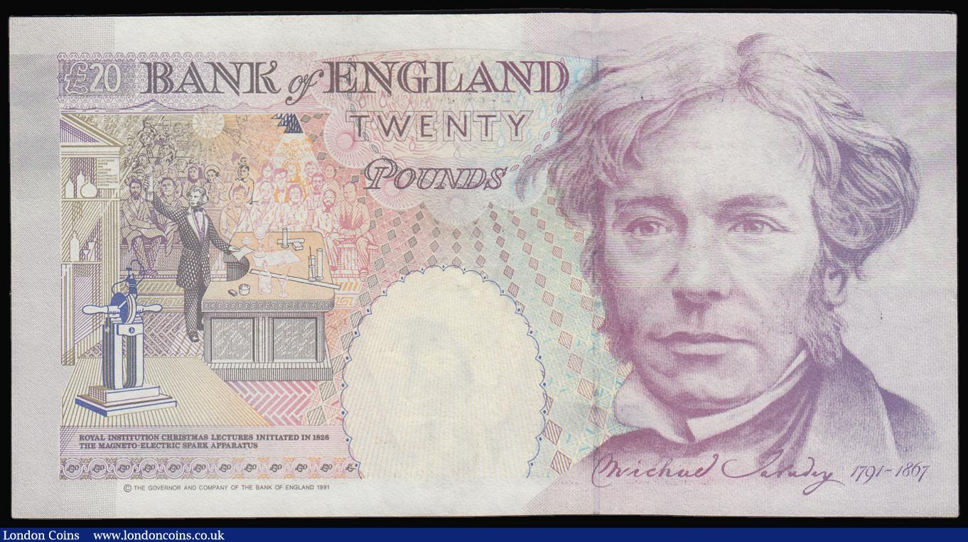 London Coins : A187 : Lot 164 : Twenty Pounds Kentfield issued 1991, Michael Faraday B372 experimental issue Z02 975564 AU