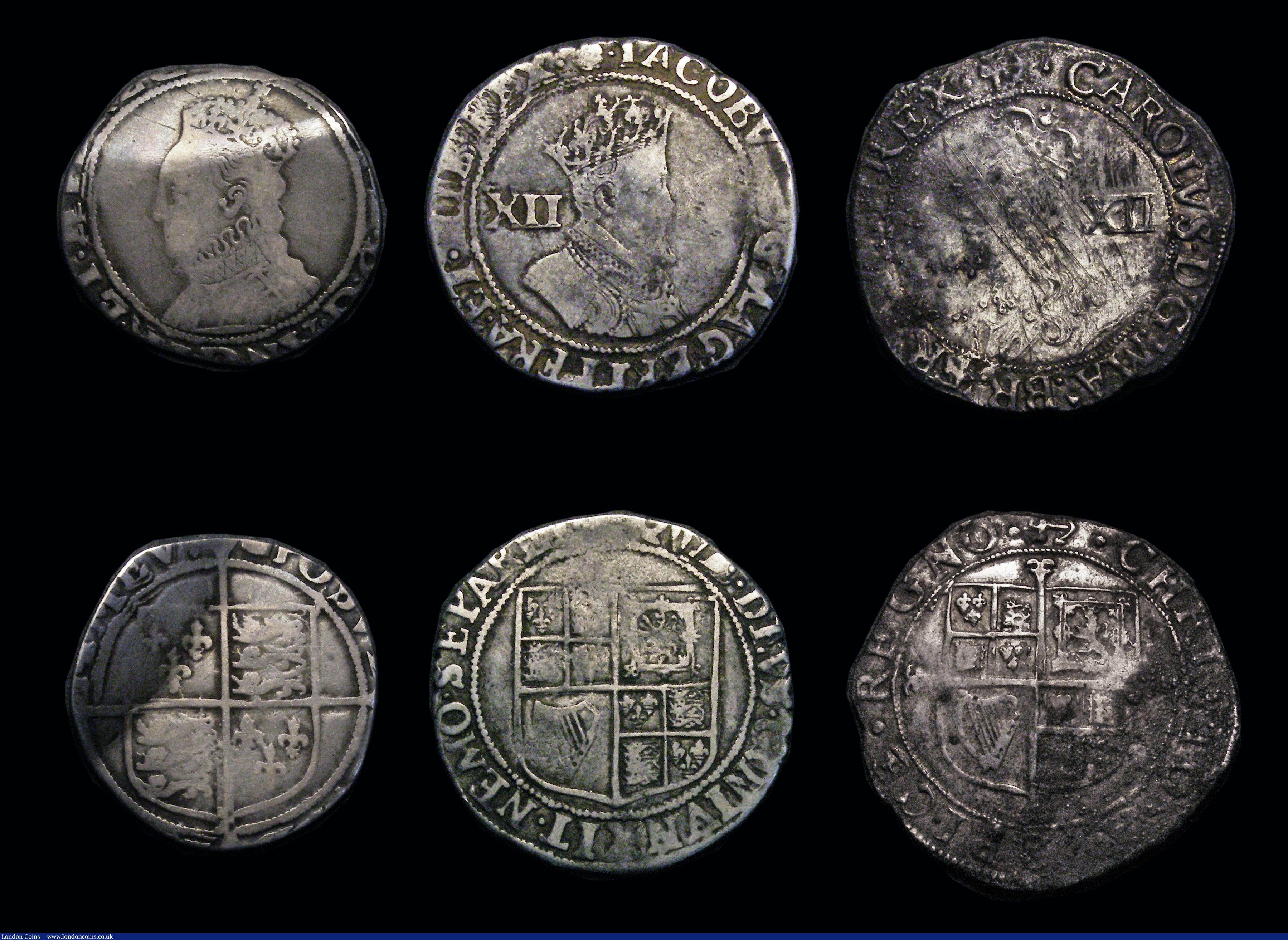 London Coins : A187 : Lot 1682 : Shillings (6) Edward VI Fine Silver Issue, S.2482, 5.58 grammes, Mintmark Tun, VG/Near Fine,  Elizab...