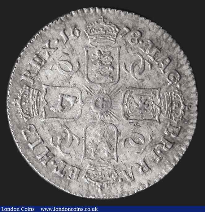 London Coins : A187 : Lot 2346 : Sixpence 1678 8 over 7 ESC 1517, Bull 573 UNC or very near so with subtle golden tone and touches of...